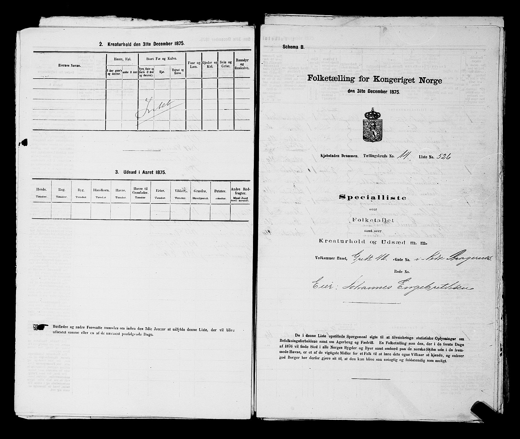 SAKO, 1875 census for 0602 Drammen, 1875, p. 1492