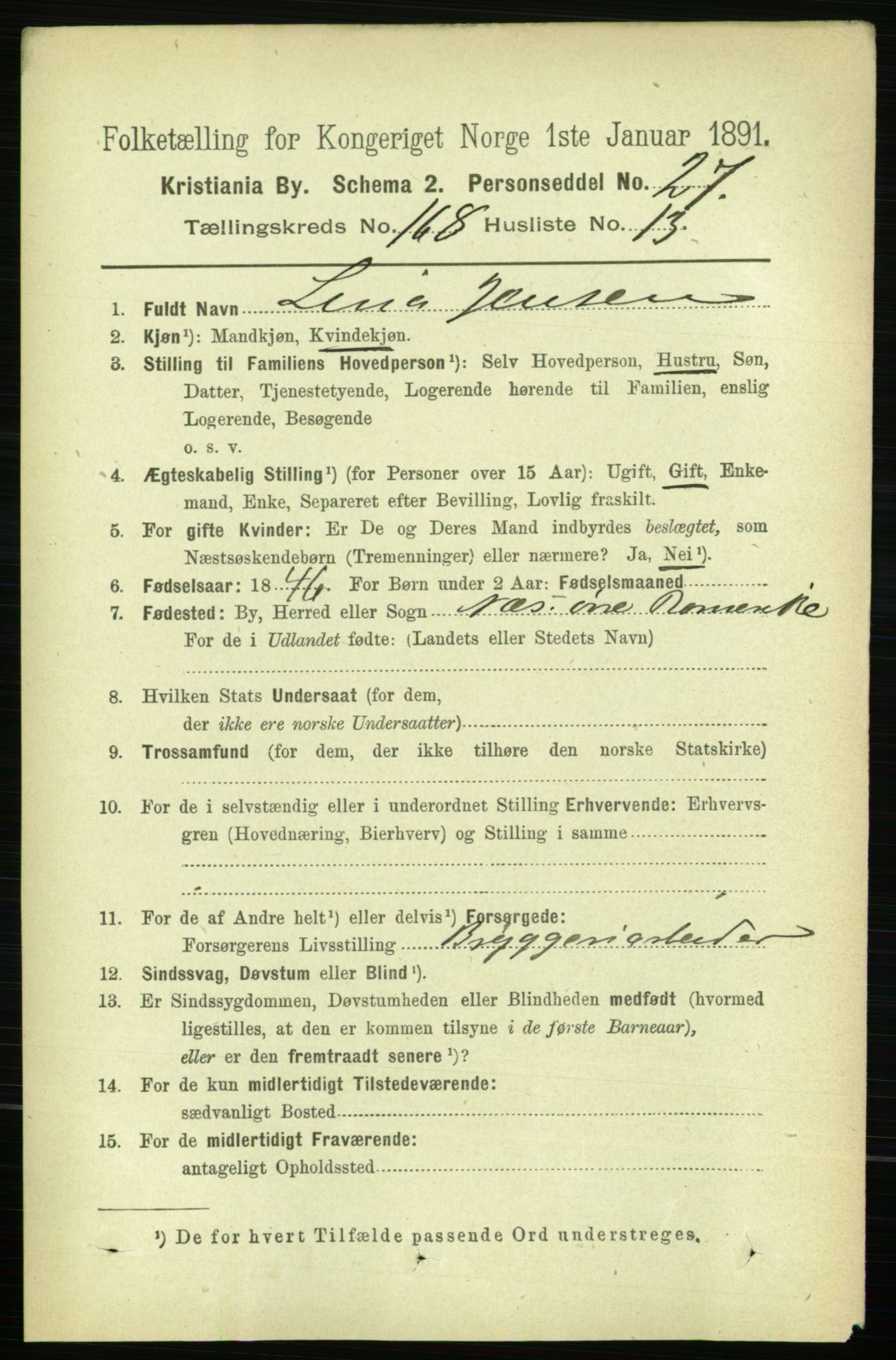 RA, 1891 census for 0301 Kristiania, 1891, p. 98383