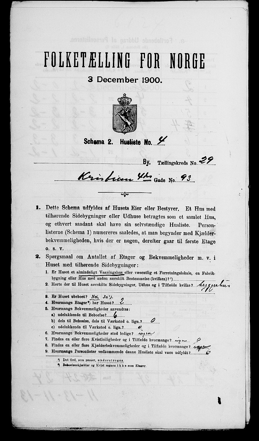 SAK, 1900 census for Kristiansand, 1900, p. 4654