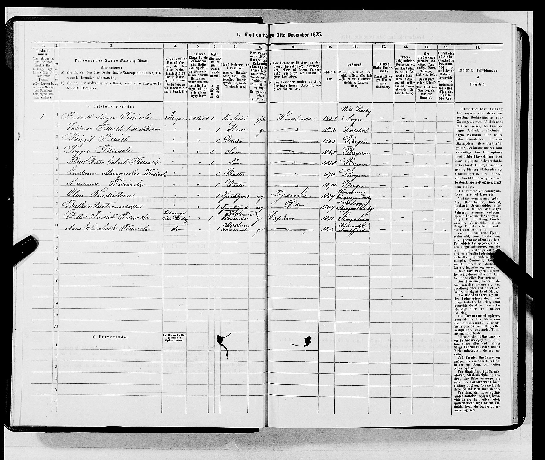 SAB, 1875 census for 1301 Bergen, 1875, p. 5691