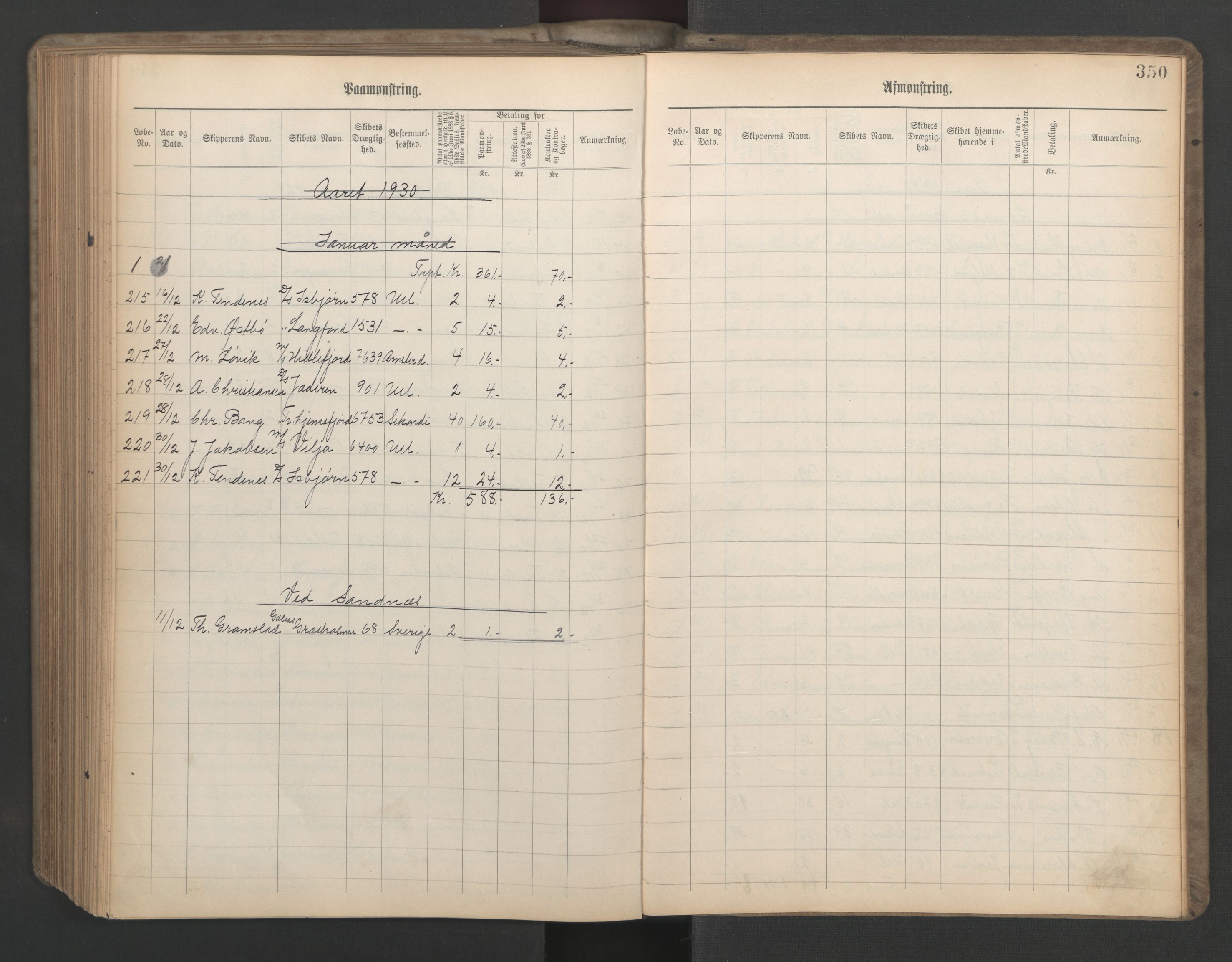 Stavanger sjømannskontor, SAST/A-102006/G/Ga/L0006: Mønstringsjournal, 1908-1933, p. 381