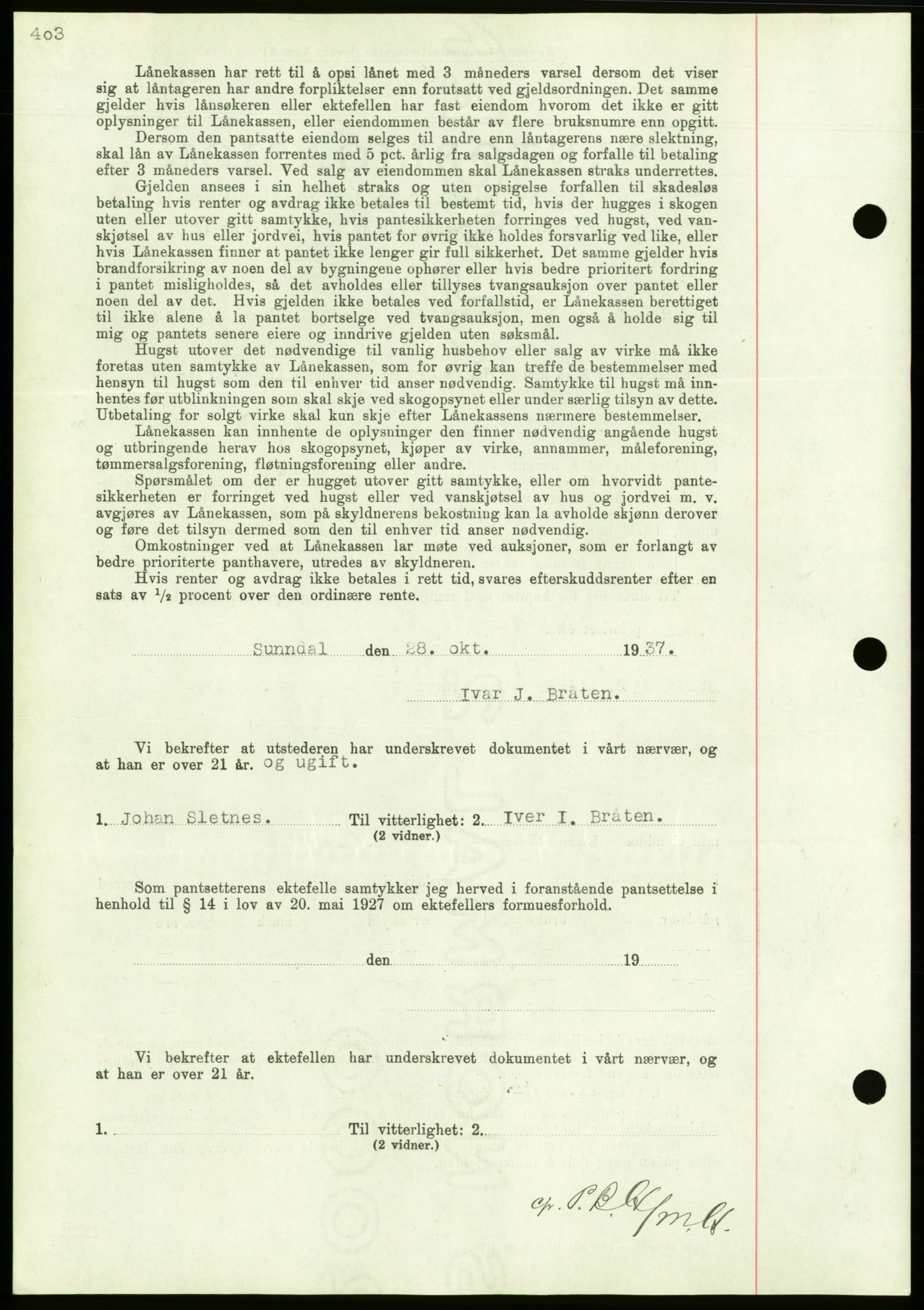 Nordmøre sorenskriveri, AV/SAT-A-4132/1/2/2Ca/L0092: Mortgage book no. B82, 1937-1938, Diary no: : 2985/1937