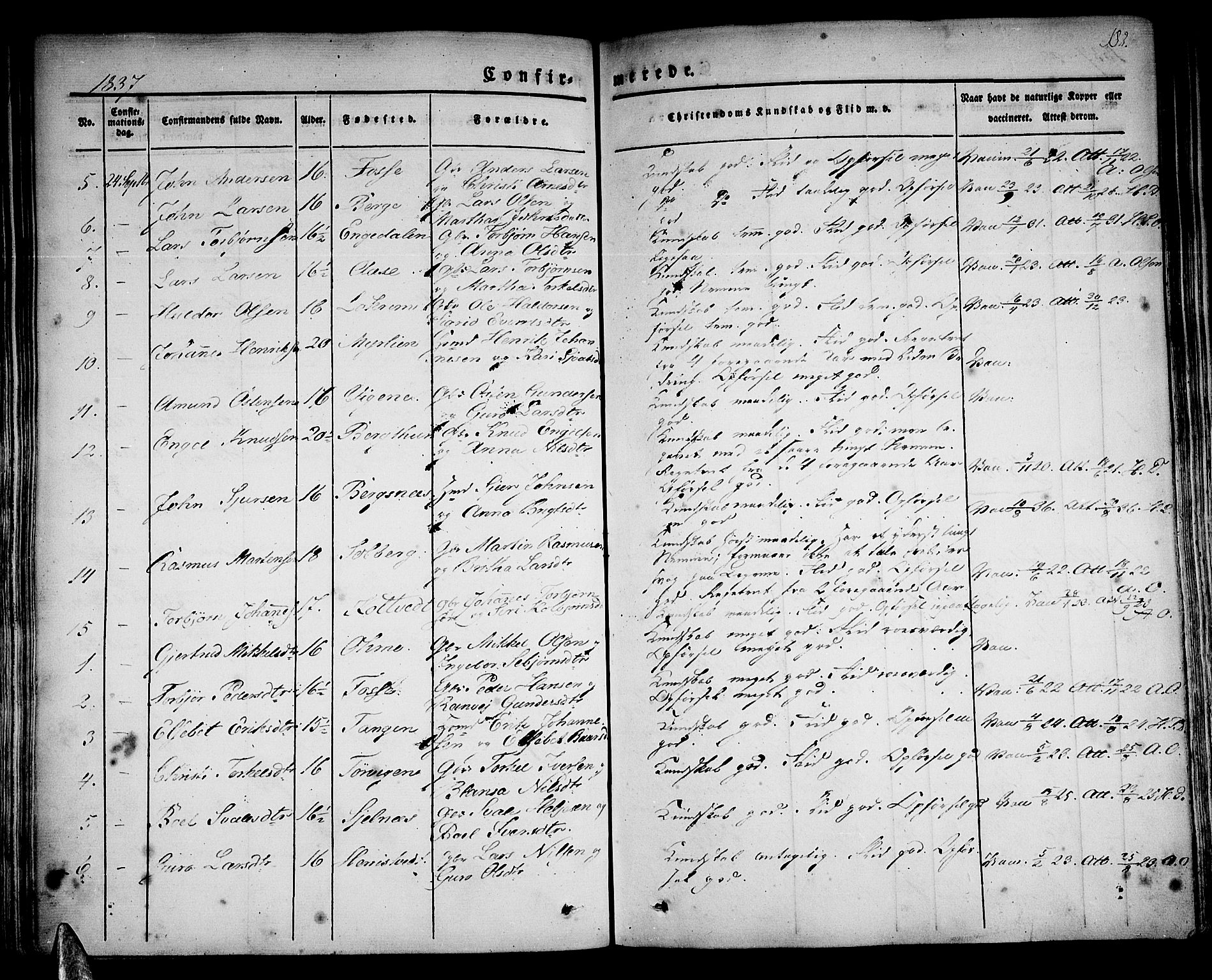 Strandebarm sokneprestembete, SAB/A-78401/H/Haa: Parish register (official) no. A 6, 1826-1843, p. 182