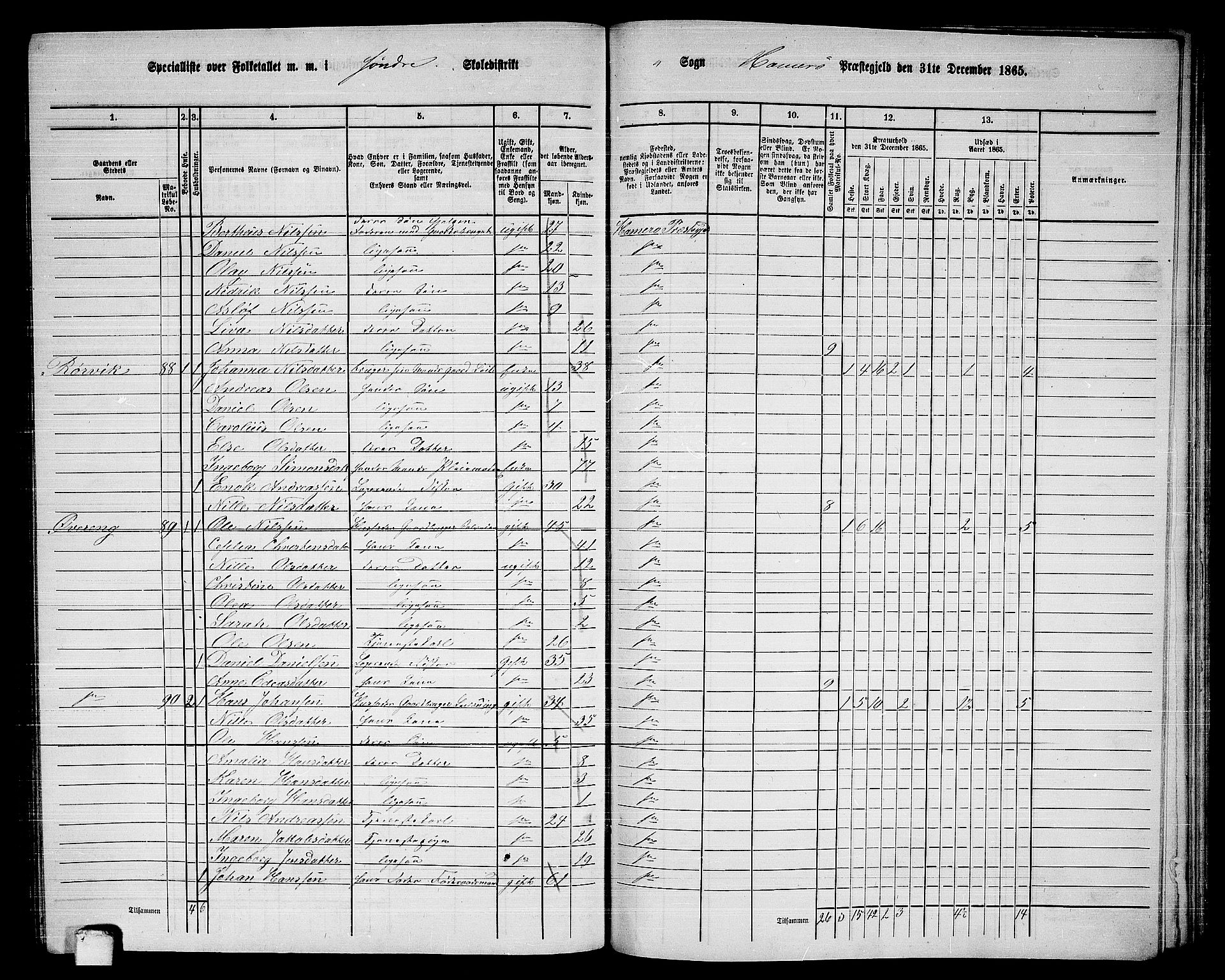 RA, 1865 census for Hamarøy, 1865, p. 50