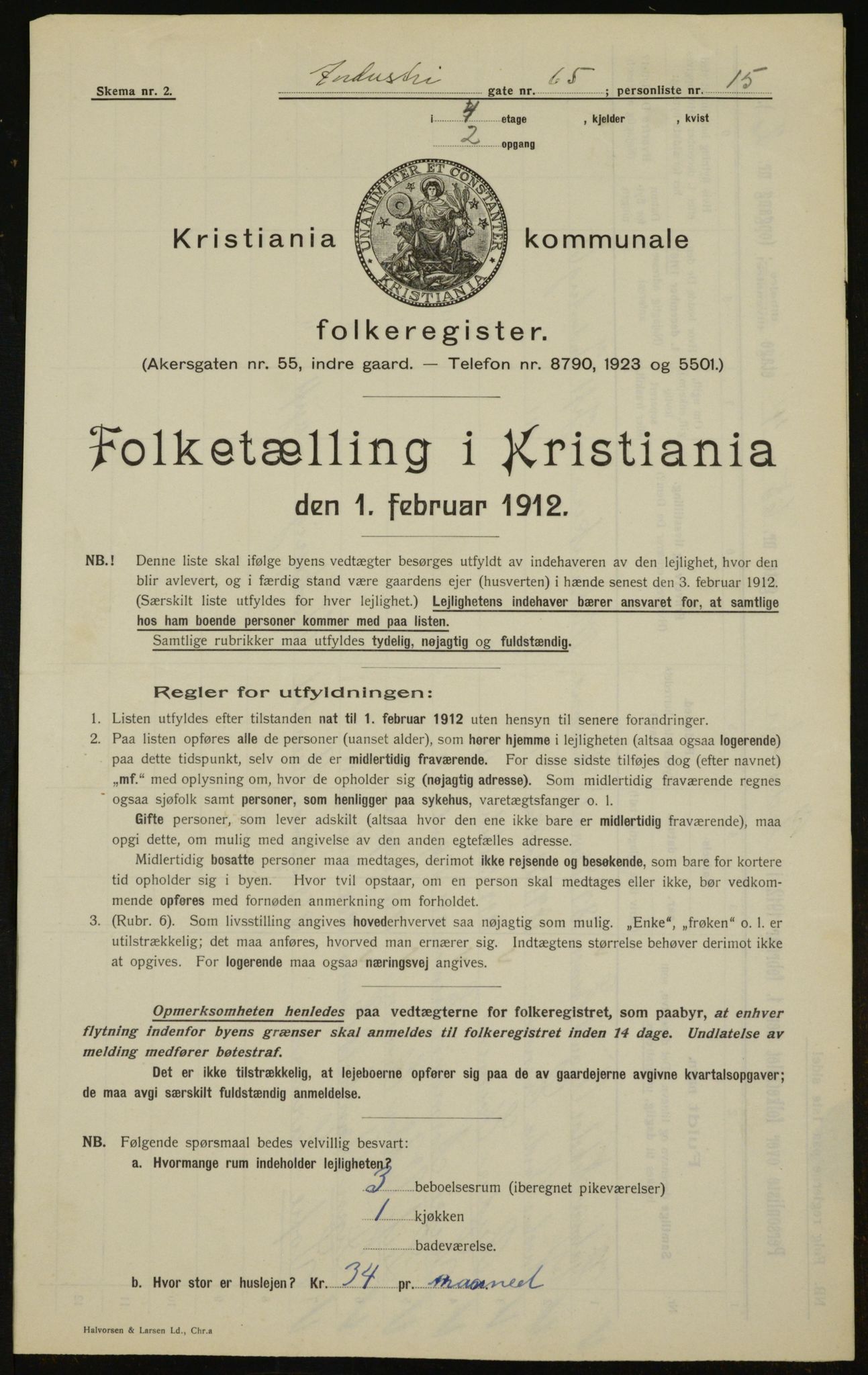 OBA, Municipal Census 1912 for Kristiania, 1912, p. 44097