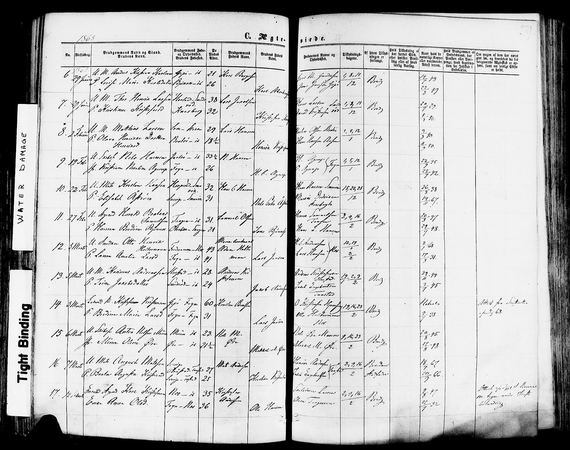 Nøtterøy kirkebøker, AV/SAKO-A-354/F/Fa/L0007: Parish register (official) no. I 7, 1865-1877, p. 279