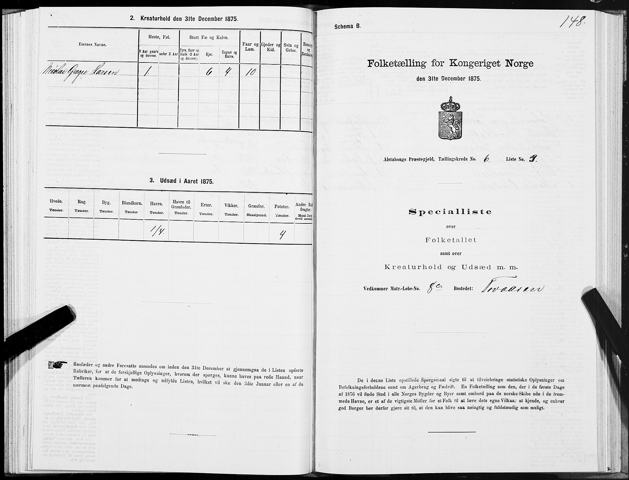 SAT, 1875 census for 1820P Alstahaug, 1875, p. 4148