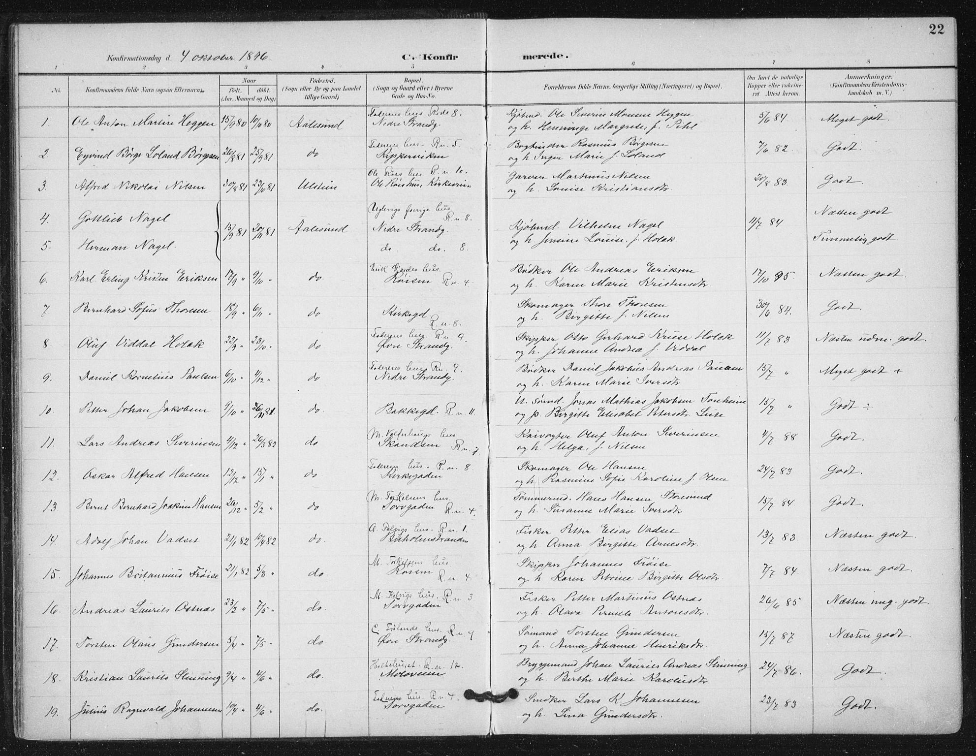 Ministerialprotokoller, klokkerbøker og fødselsregistre - Møre og Romsdal, AV/SAT-A-1454/529/L0457: Parish register (official) no. 529A07, 1894-1903, p. 22