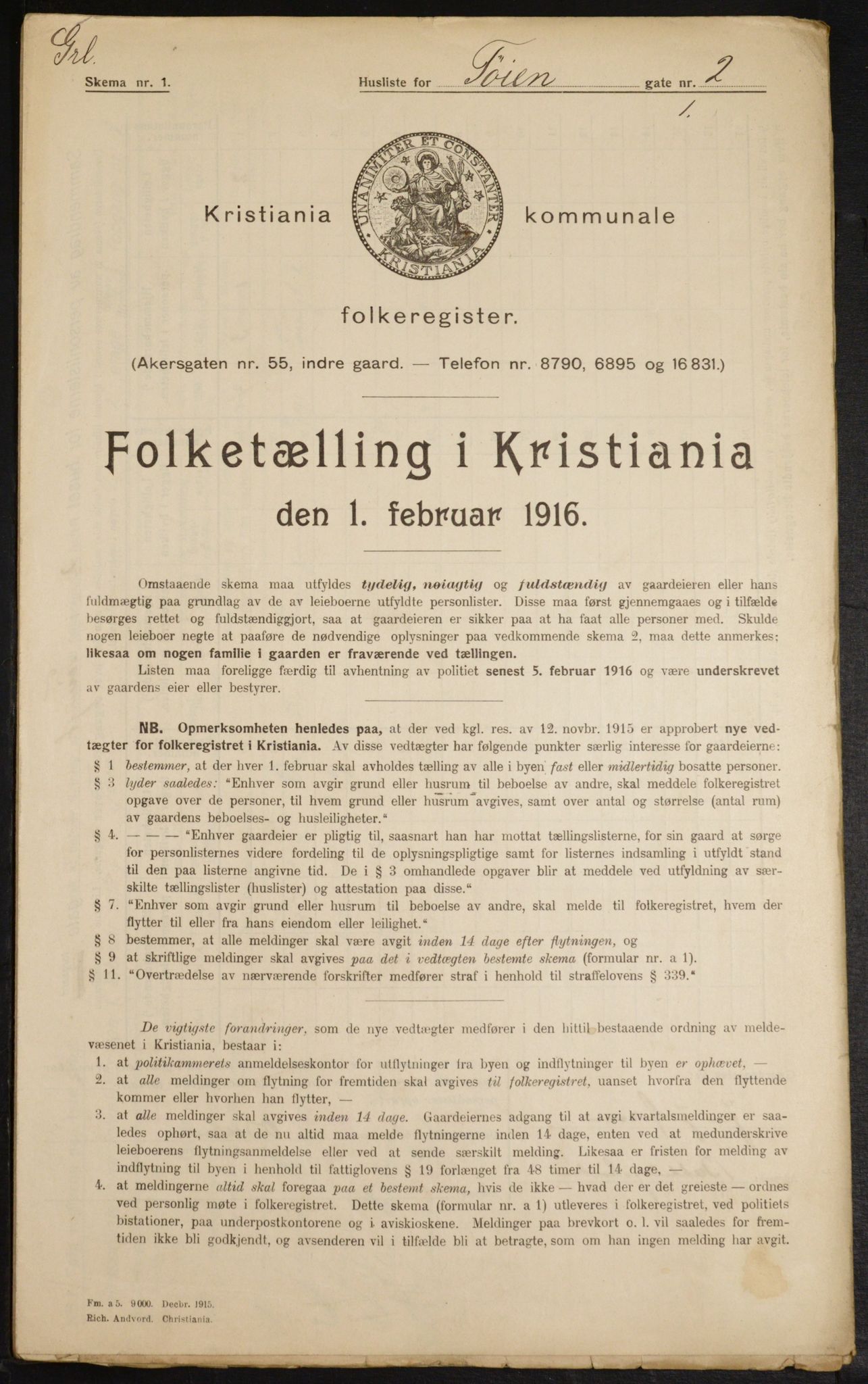 OBA, Municipal Census 1916 for Kristiania, 1916, p. 120668