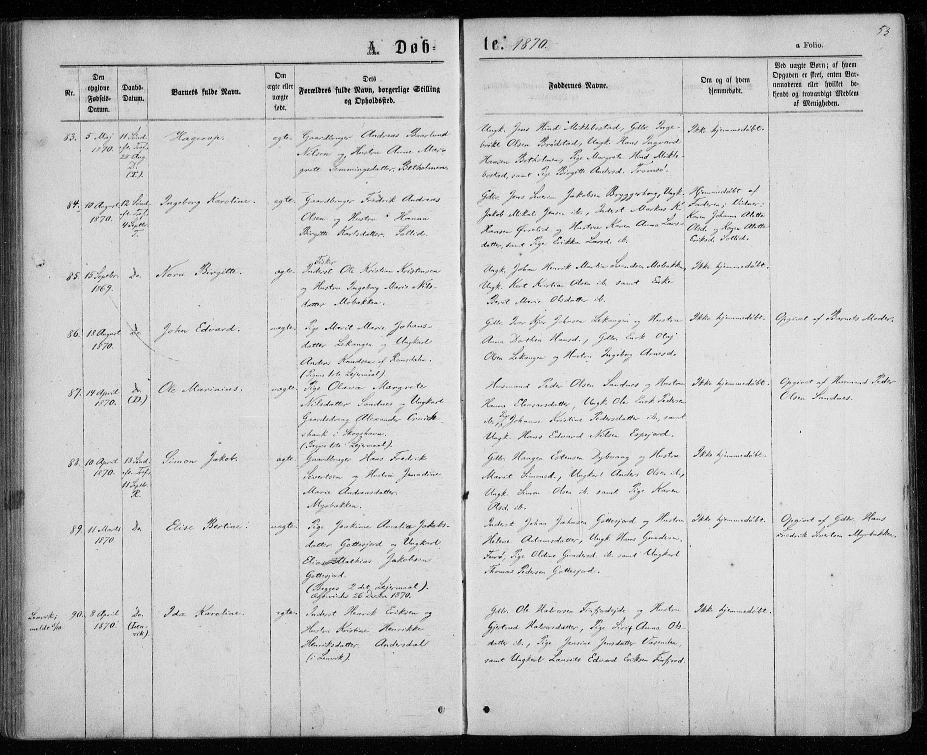 Tranøy sokneprestkontor, AV/SATØ-S-1313/I/Ia/Iaa/L0008kirke: Parish register (official) no. 8, 1867-1877, p. 53