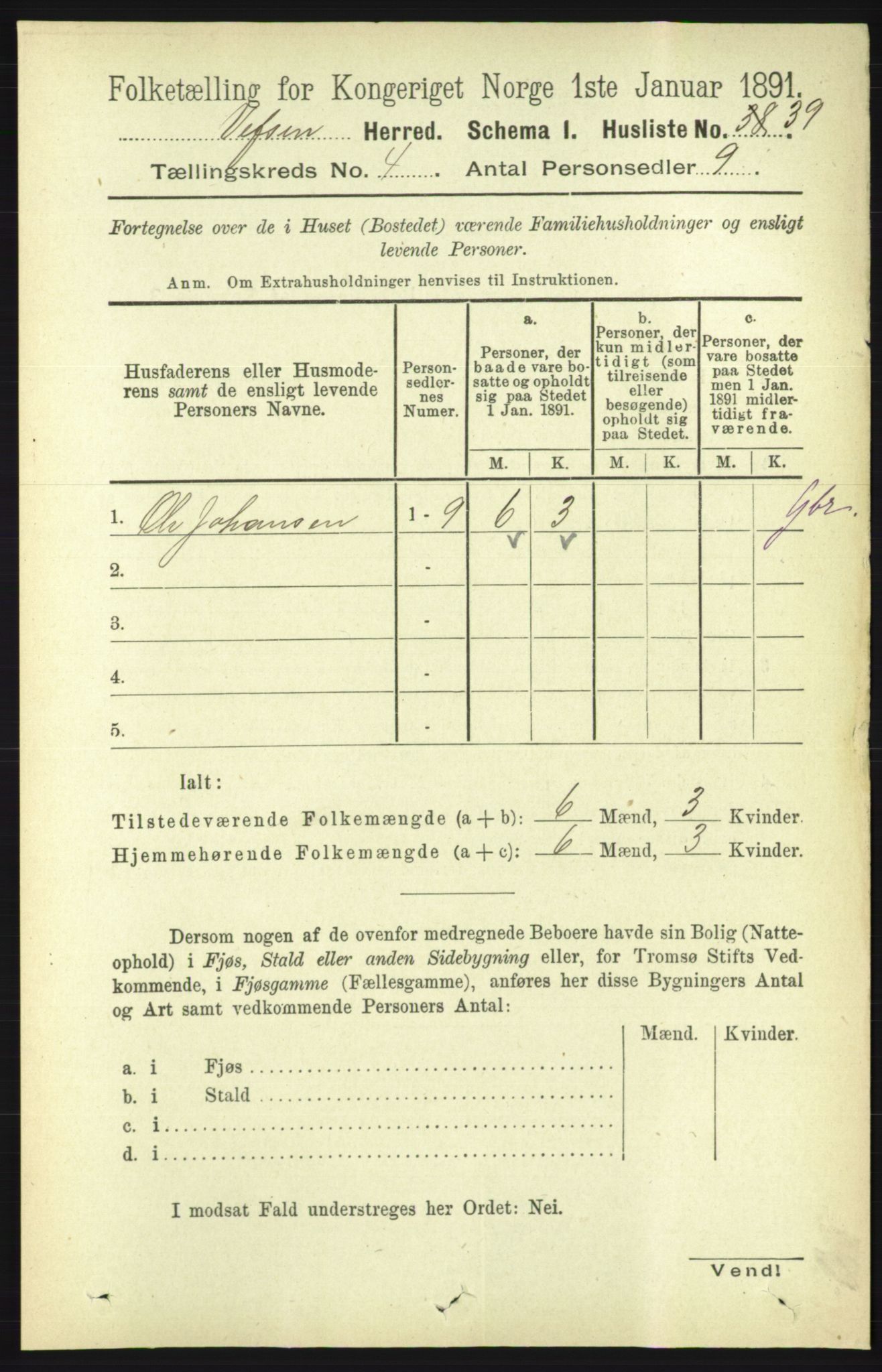 RA, 1891 census for 1824 Vefsn, 1891, p. 1601