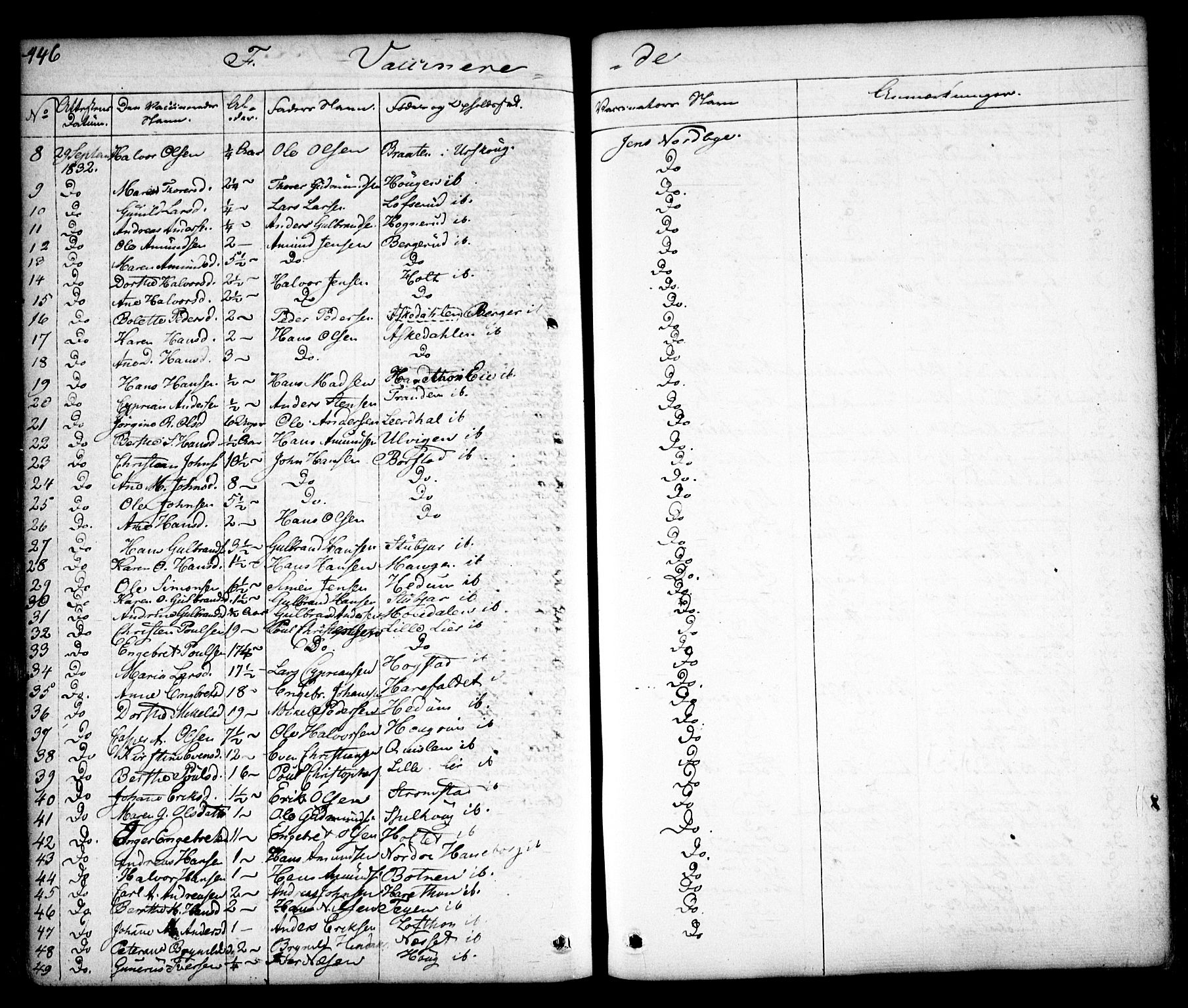 Aurskog prestekontor Kirkebøker, SAO/A-10304a/F/Fa/L0006: Parish register (official) no. I 6, 1829-1853, p. 446