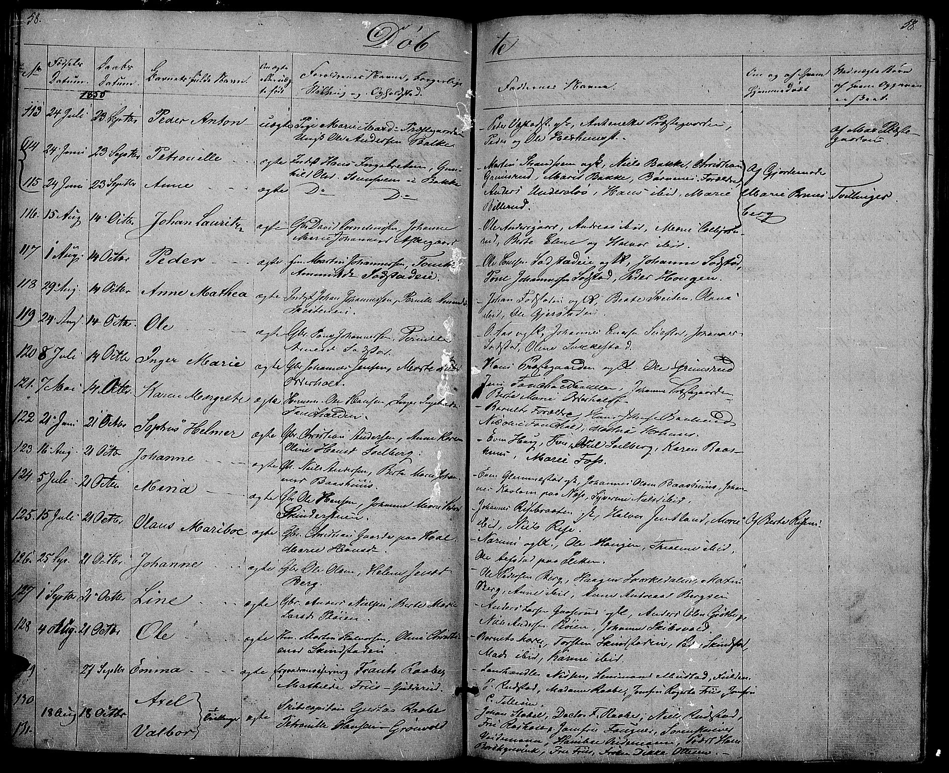 Østre Toten prestekontor, AV/SAH-PREST-104/H/Ha/Hab/L0003: Parish register (copy) no. 3, 1848-1857, p. 58