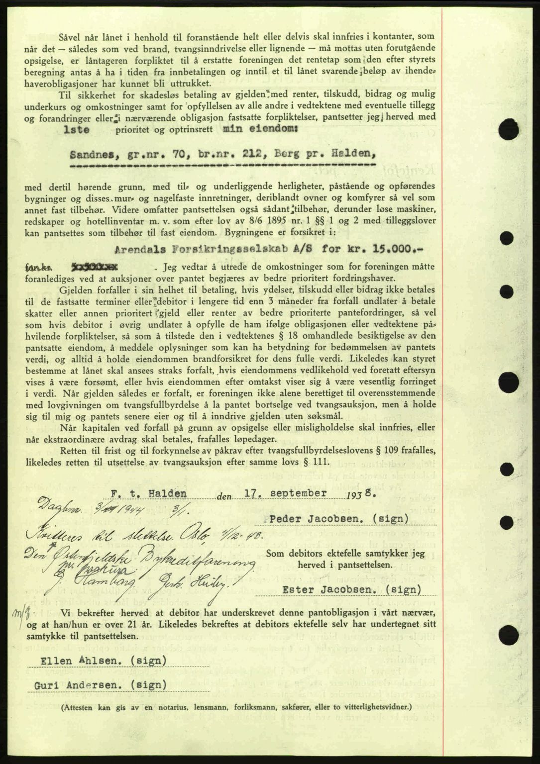 Idd og Marker sorenskriveri, AV/SAO-A-10283/G/Gb/Gbc/L0001: Mortgage book no. B1-3, 1936-1939, Diary no: : 1068/1938