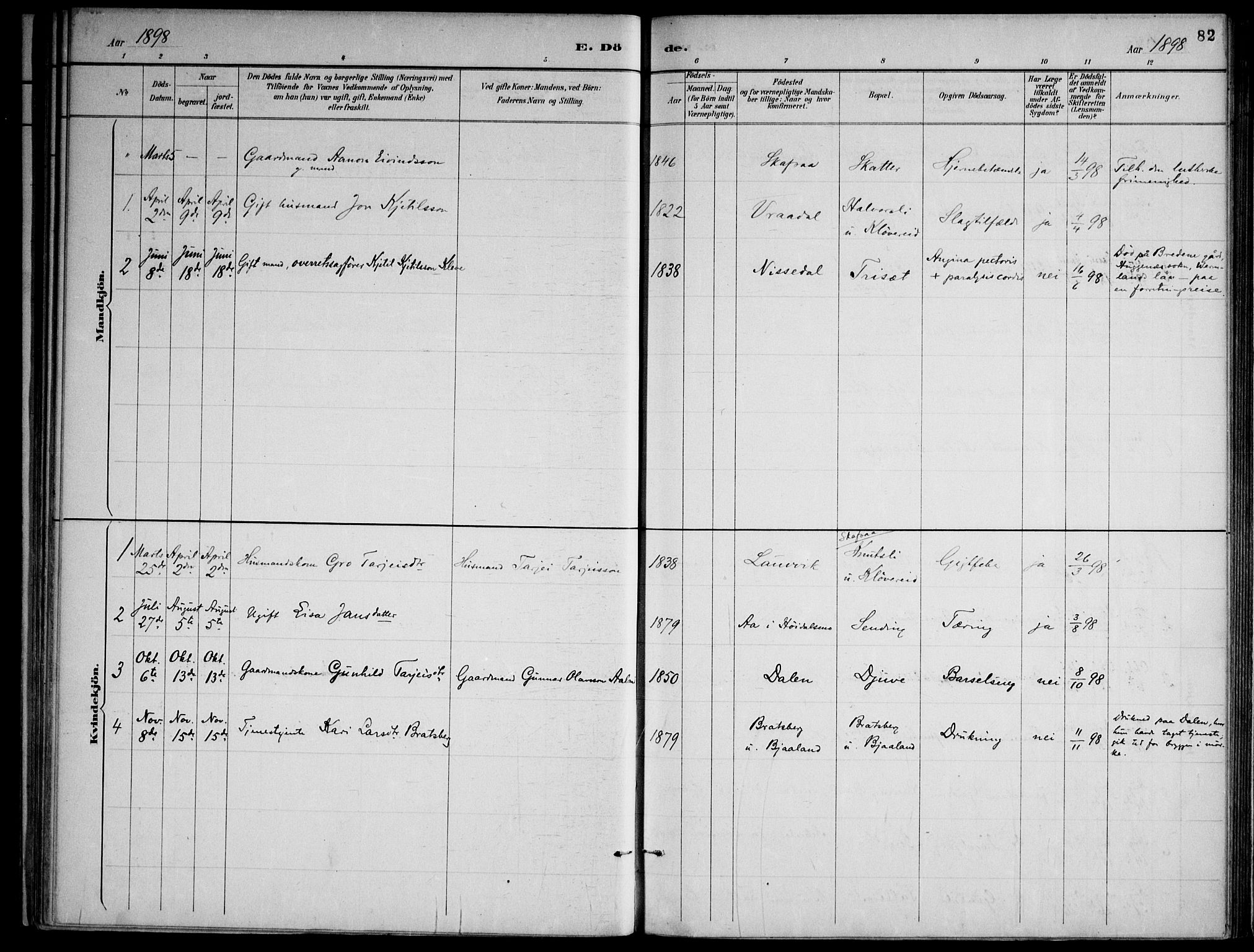Lårdal kirkebøker, SAKO/A-284/F/Fa/L0007: Parish register (official) no. I 7, 1887-1906, p. 82