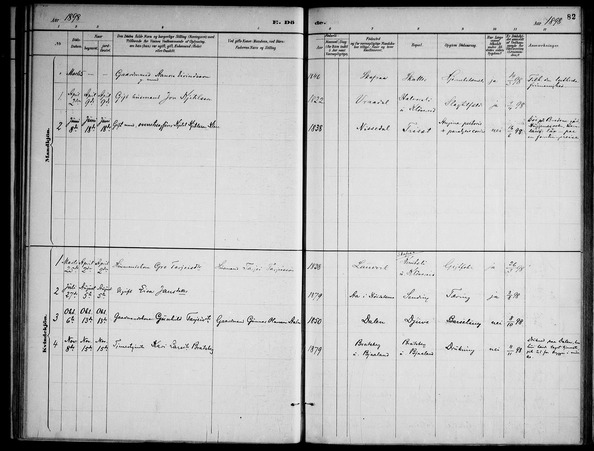 Lårdal kirkebøker, AV/SAKO-A-284/F/Fa/L0007: Parish register (official) no. I 7, 1887-1906, p. 82