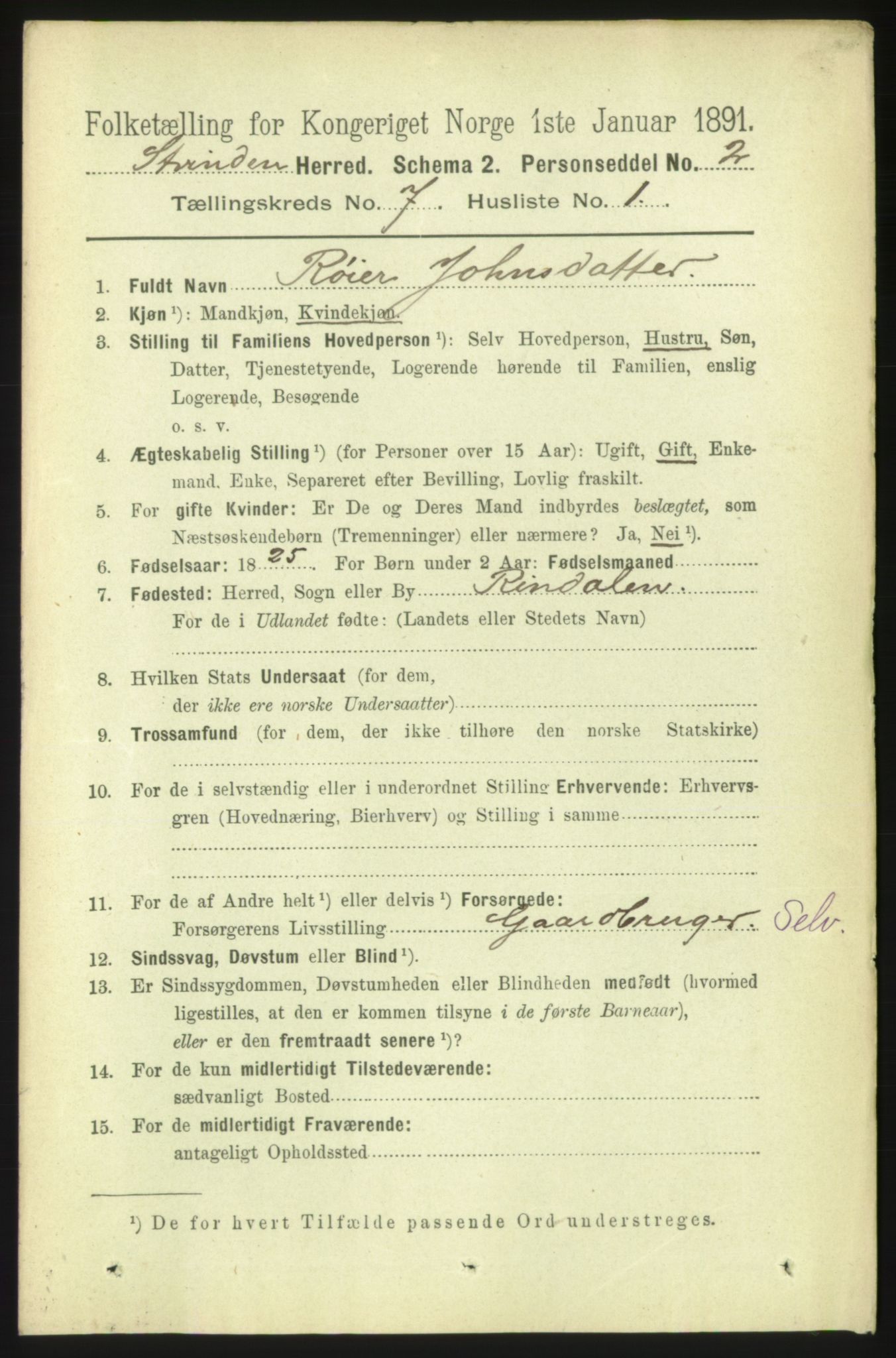 RA, 1891 census for 1660 Strinda, 1891, p. 6260