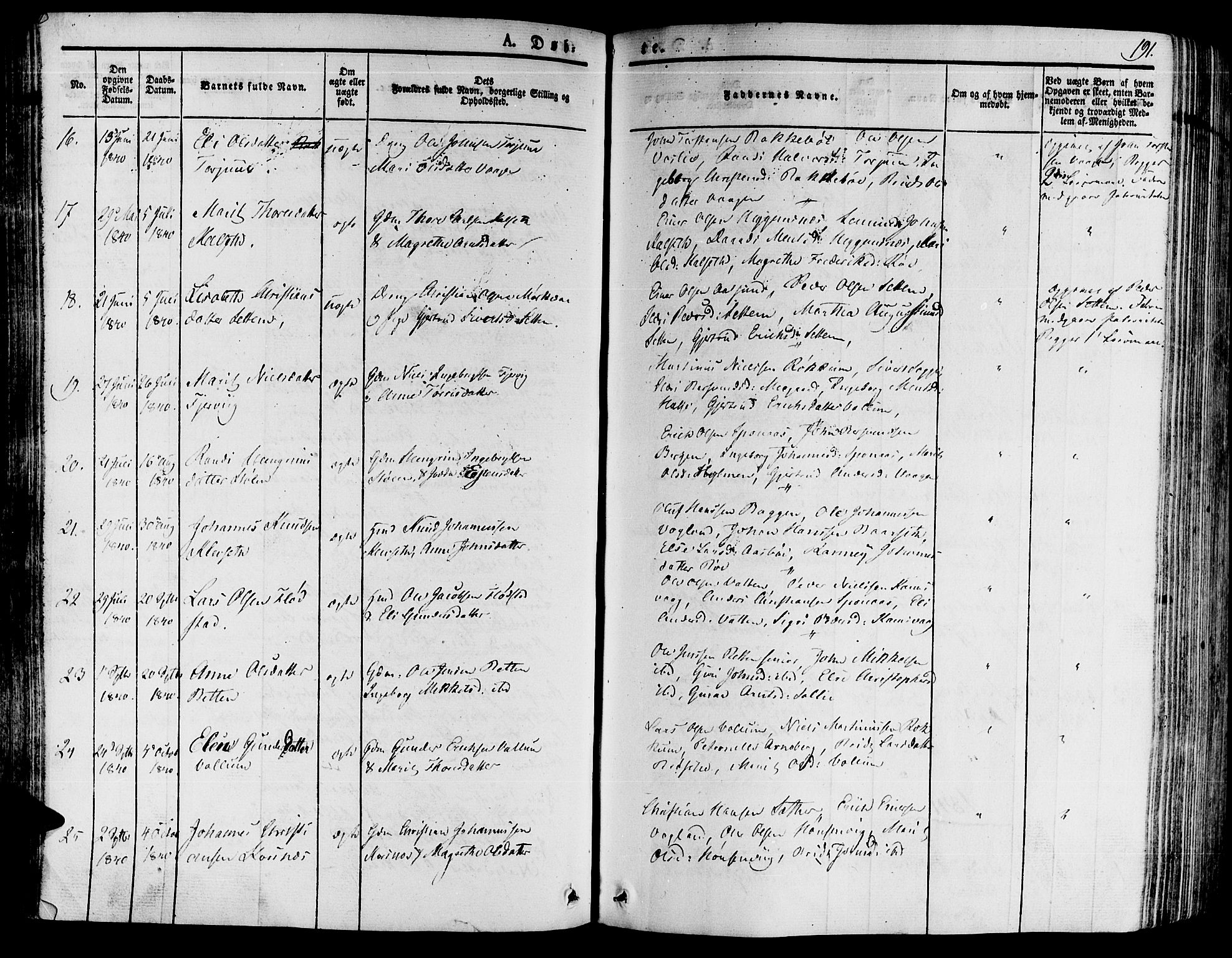 Ministerialprotokoller, klokkerbøker og fødselsregistre - Møre og Romsdal, AV/SAT-A-1454/592/L1025: Parish register (official) no. 592A03 /2, 1831-1849, p. 191