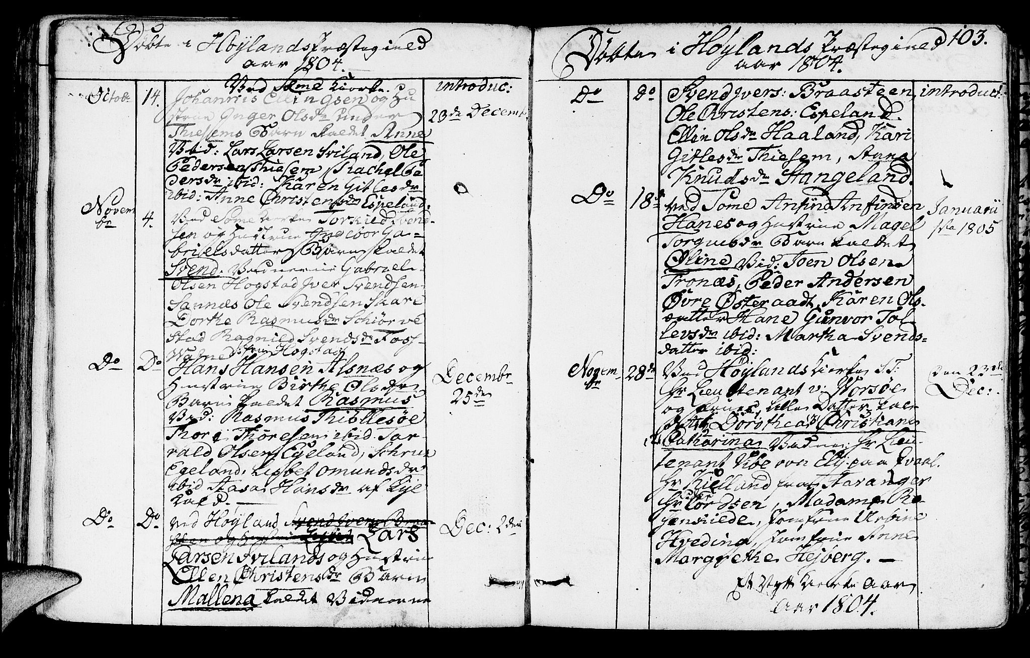 Høyland sokneprestkontor, SAST/A-101799/001/30BA/L0005: Parish register (official) no. A 5, 1804-1815, p. 103