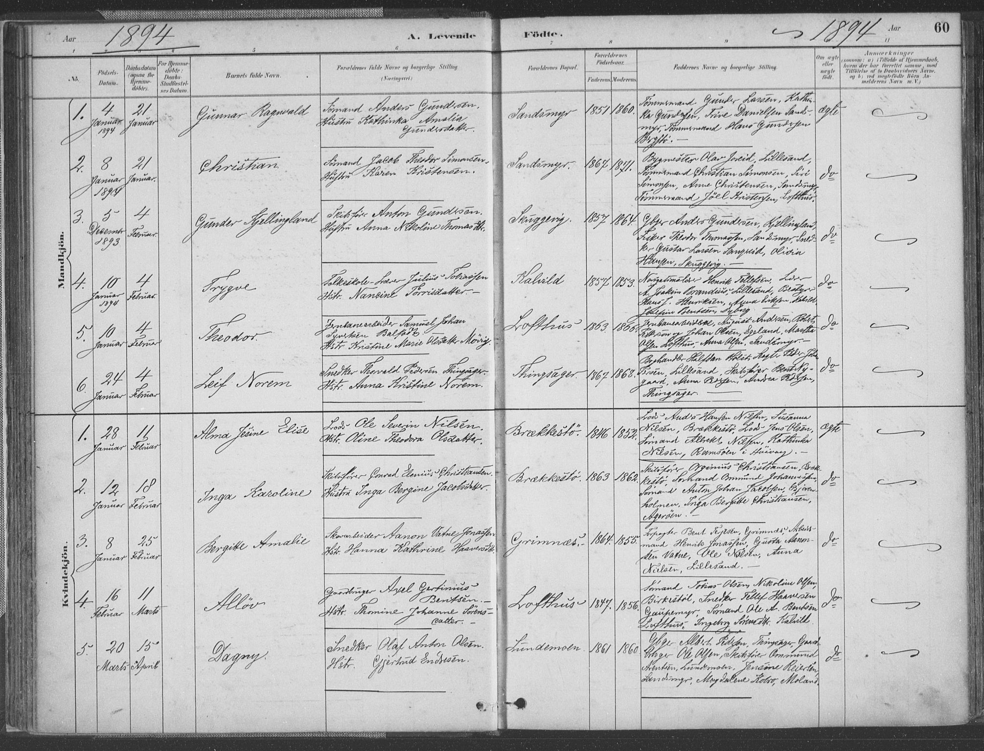 Vestre Moland sokneprestkontor, AV/SAK-1111-0046/F/Fa/Fab/L0009: Parish register (official) no. A 9, 1884-1899, p. 60