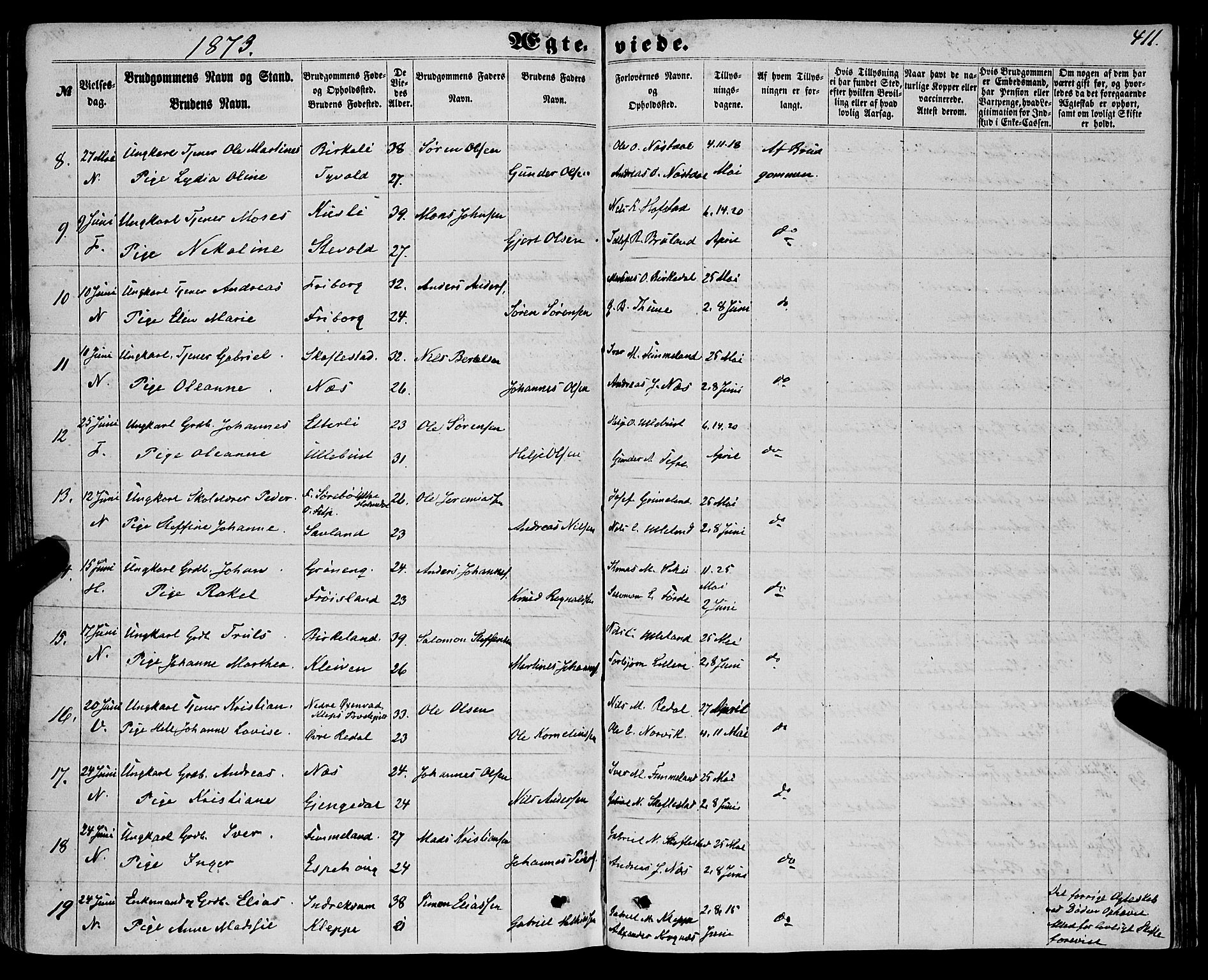 Førde sokneprestembete, SAB/A-79901/H/Haa/Haaa/L0009: Parish register (official) no. A 9, 1861-1877, p. 411