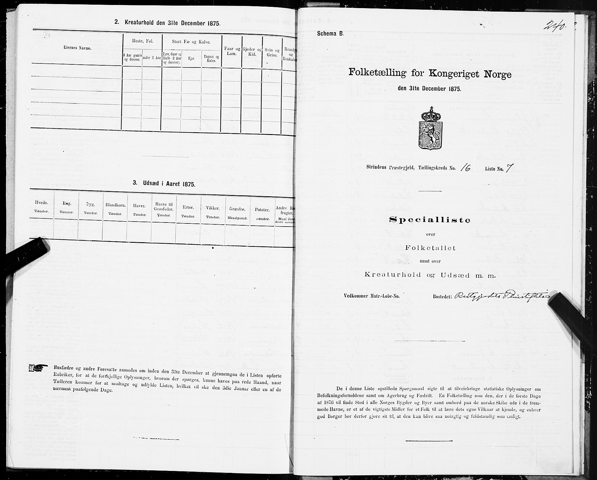 SAT, 1875 census for 1660P Strinda, 1875, p. 8240