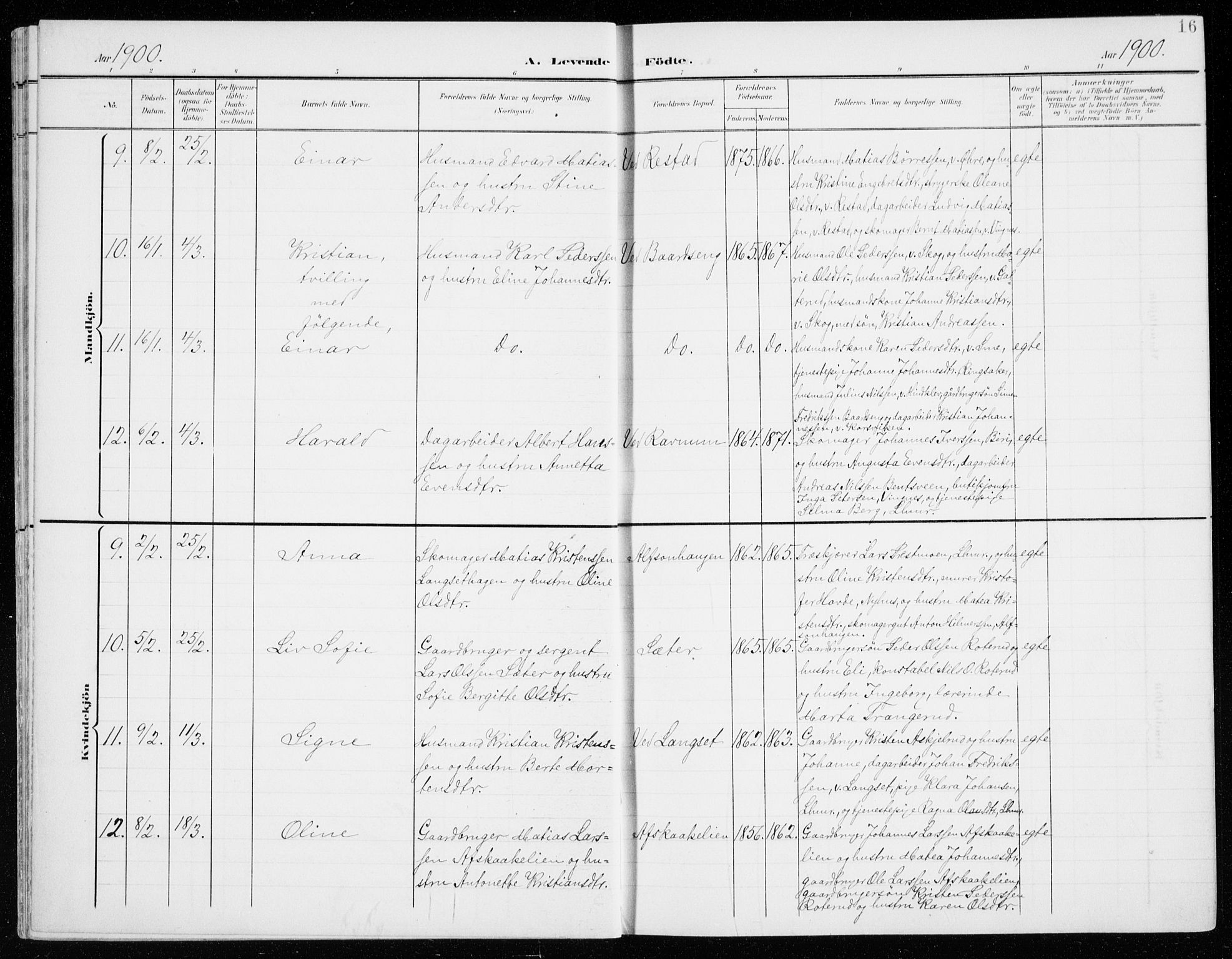 Fåberg prestekontor, AV/SAH-PREST-086/H/Ha/Haa/L0011: Parish register (official) no. 11, 1899-1913, p. 16