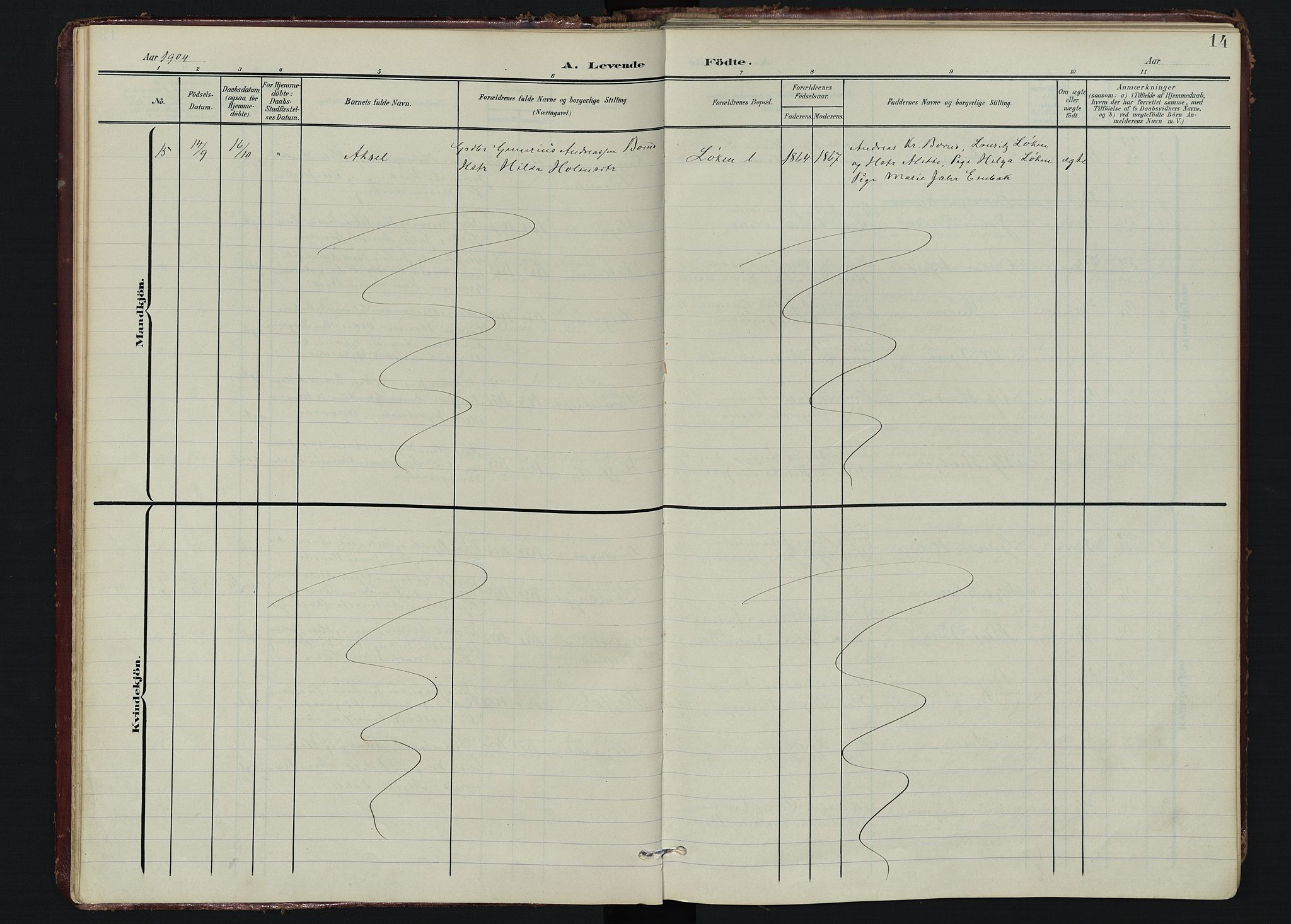 Spydeberg prestekontor Kirkebøker, AV/SAO-A-10924/F/Fa/L0009: Parish register (official) no. I 9, 1900-1926, p. 14