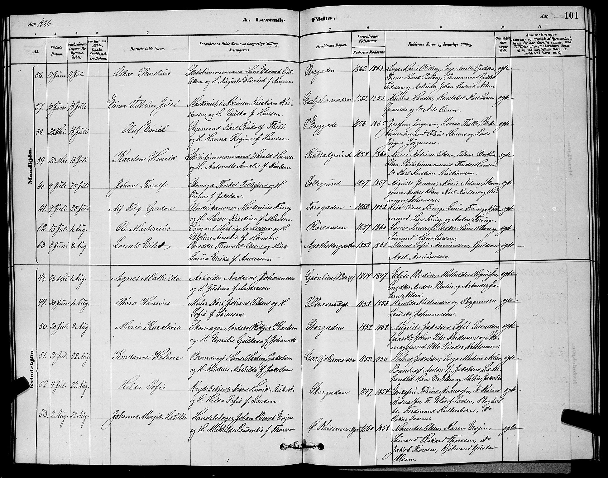 Horten kirkebøker, AV/SAKO-A-348/G/Ga/L0003: Parish register (copy) no. 4, 1878-1887, p. 101