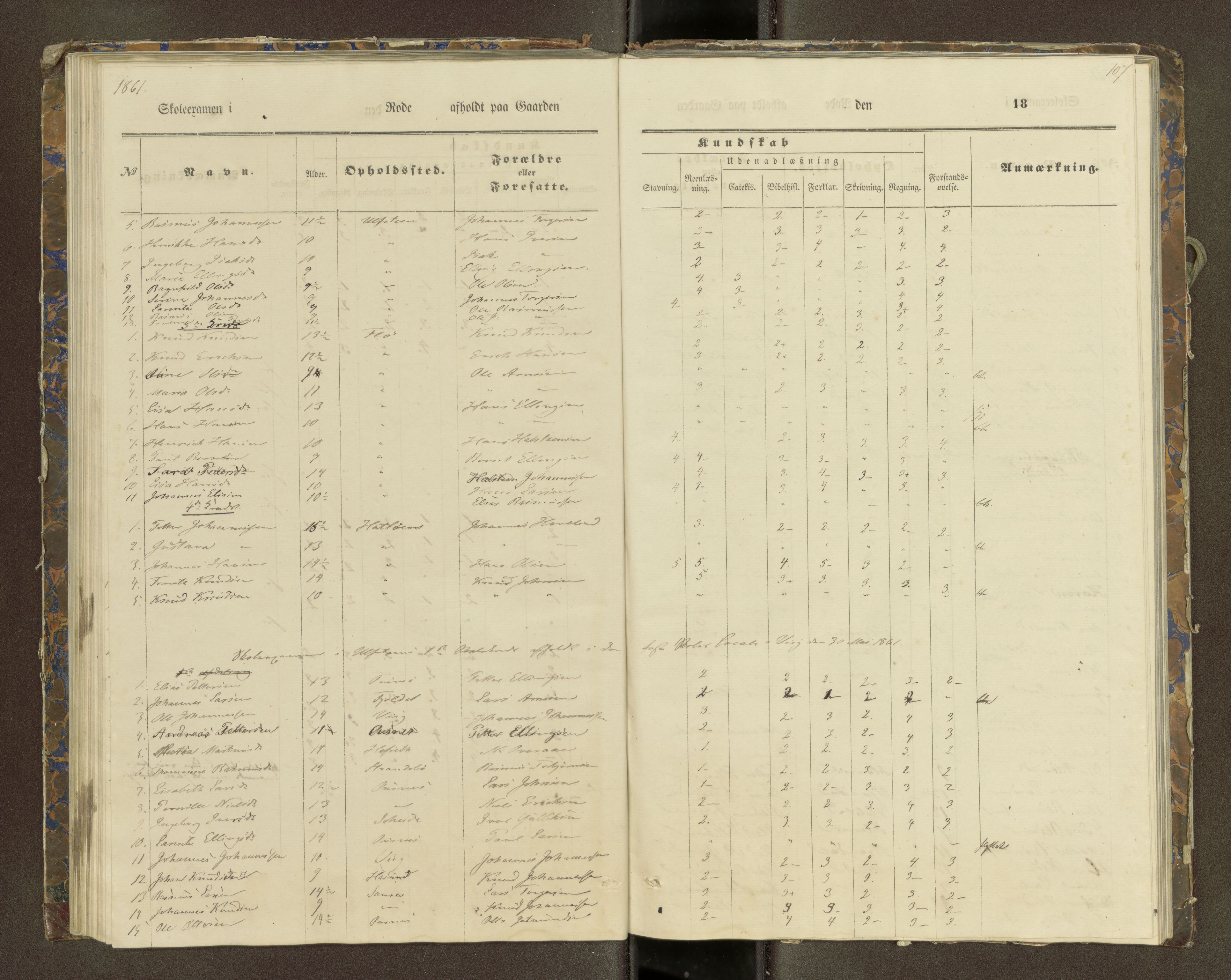 Ulstein sokneprestkontor, SAT/A-1005/1/III/III2/III2f/L0001: Skoleeksamensprotokoll, 1850-1861, p. 107