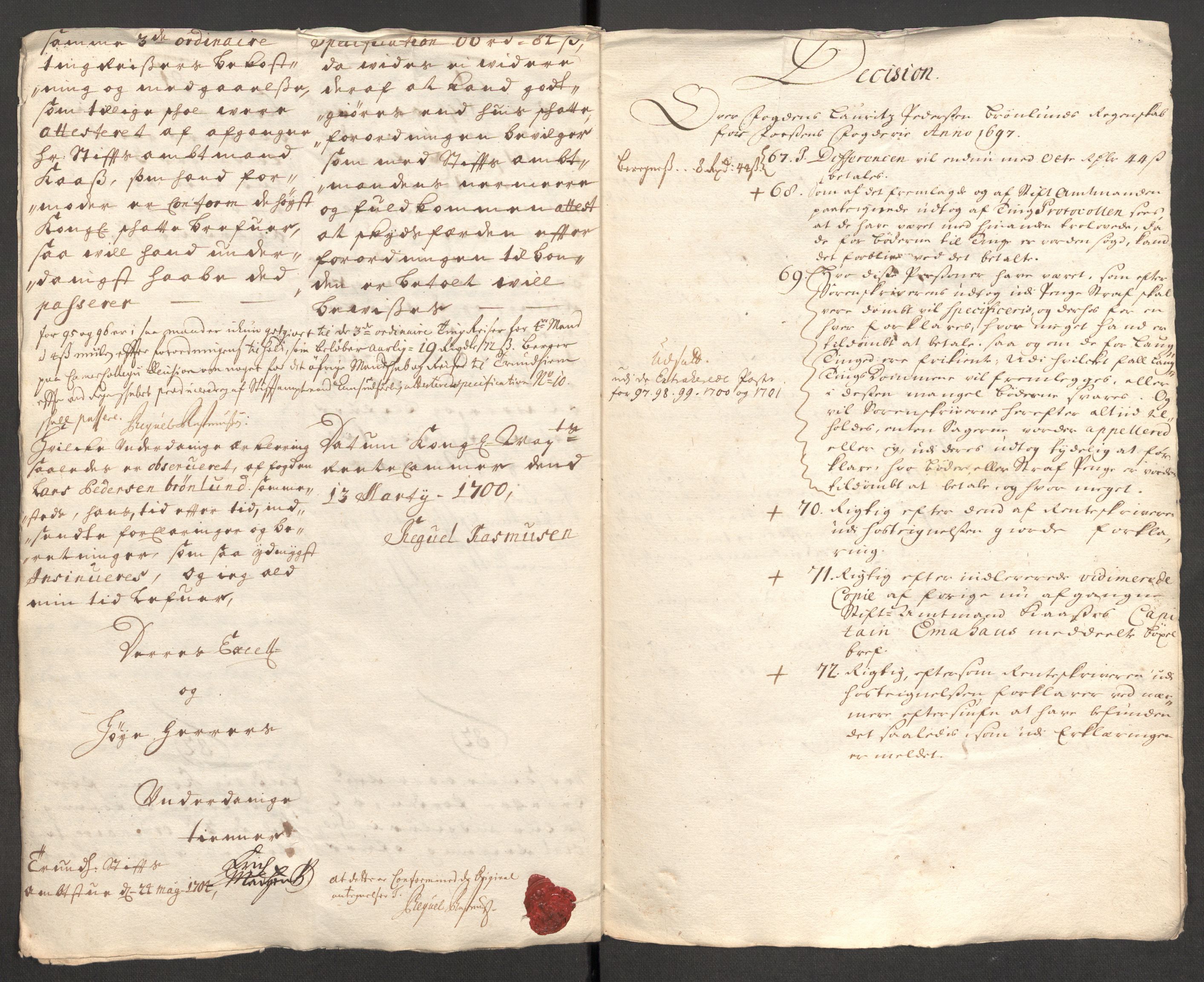 Rentekammeret inntil 1814, Reviderte regnskaper, Fogderegnskap, AV/RA-EA-4092/R57/L3852: Fogderegnskap Fosen, 1697, p. 198