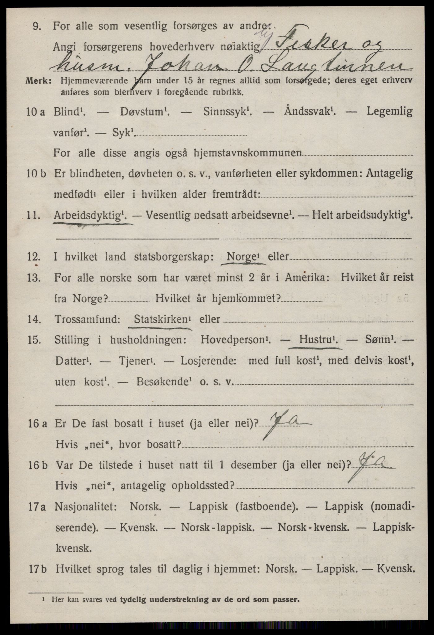 SAT, 1920 census for Ørland, 1920, p. 1582