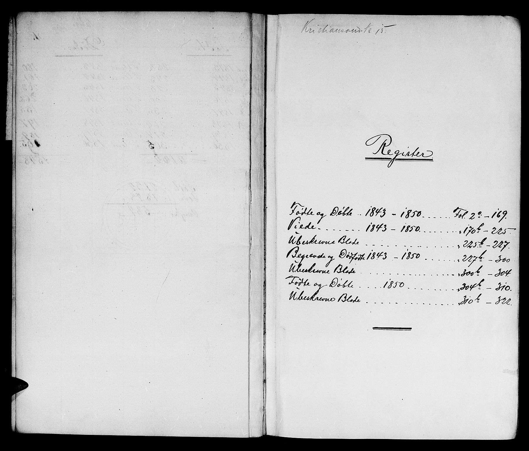 Kristiansand domprosti, AV/SAK-1112-0006/F/Fb/L0010: Parish register (copy) no. B 10, 1843-1850