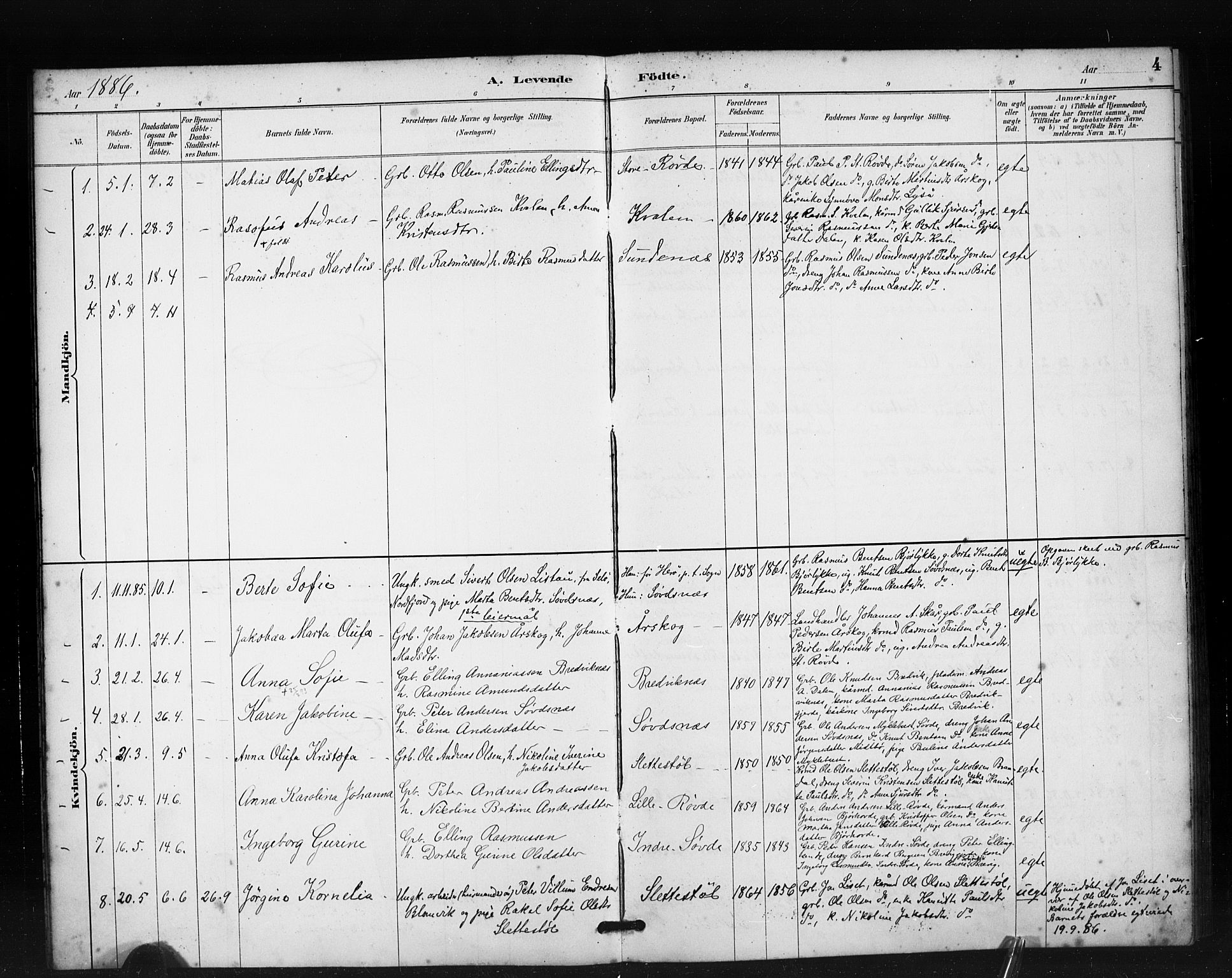 Ministerialprotokoller, klokkerbøker og fødselsregistre - Møre og Romsdal, AV/SAT-A-1454/504/L0056: Parish register (official) no. 504A03, 1884-1904, p. 4