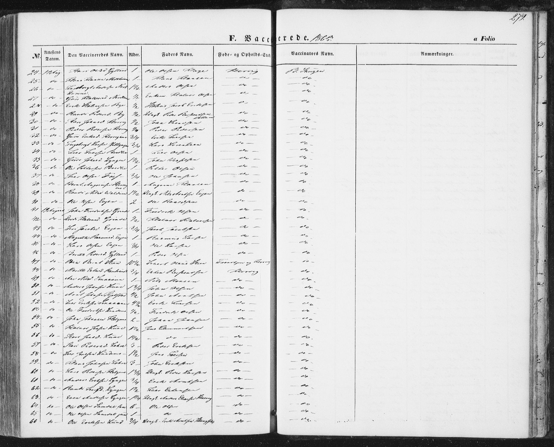 Ministerialprotokoller, klokkerbøker og fødselsregistre - Sør-Trøndelag, SAT/A-1456/692/L1103: Parish register (official) no. 692A03, 1849-1870, p. 279