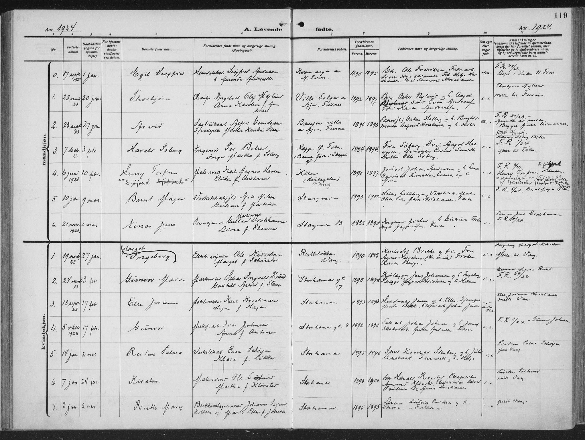 Hamar prestekontor, AV/SAH-DOMPH-002/H/Ha/Haa/L0002: Parish register (official) no. 2, 1915-1936, p. 119