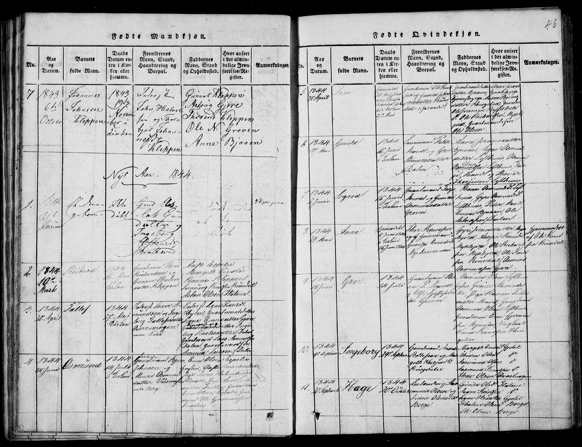 Lårdal kirkebøker, SAKO/A-284/F/Fb/L0001: Parish register (official) no. II 1, 1815-1860, p. 46