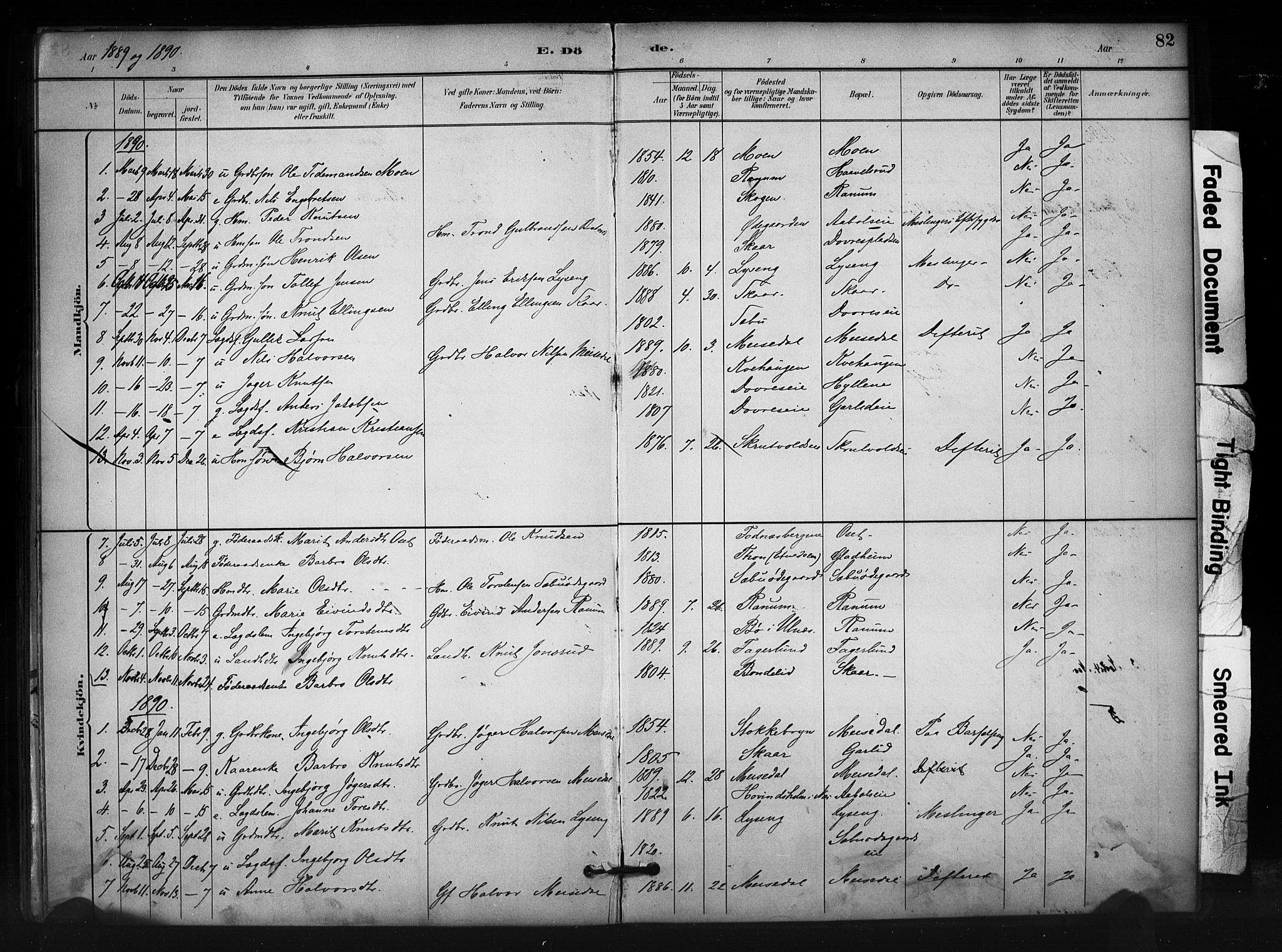 Nord-Aurdal prestekontor, SAH/PREST-132/H/Ha/Haa/L0012: Parish register (official) no. 12, 1883-1895, p. 82