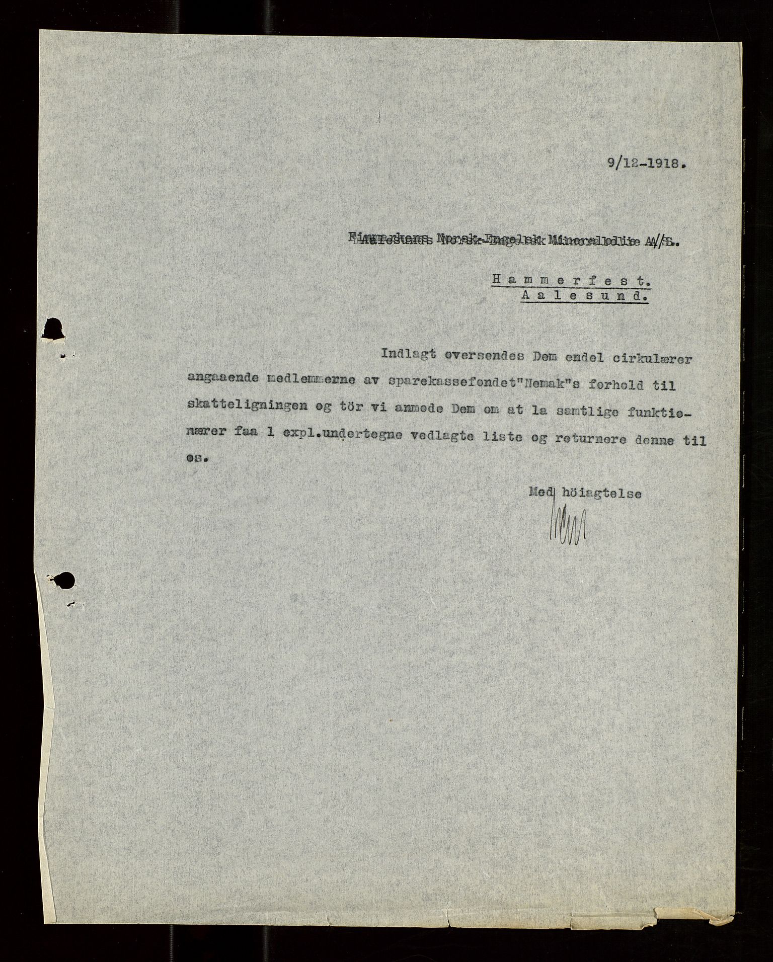 Pa 1521 - A/S Norske Shell, AV/SAST-A-101915/E/Ea/Eaa/L0021: Sjefskorrespondanse, 1918, p. 193