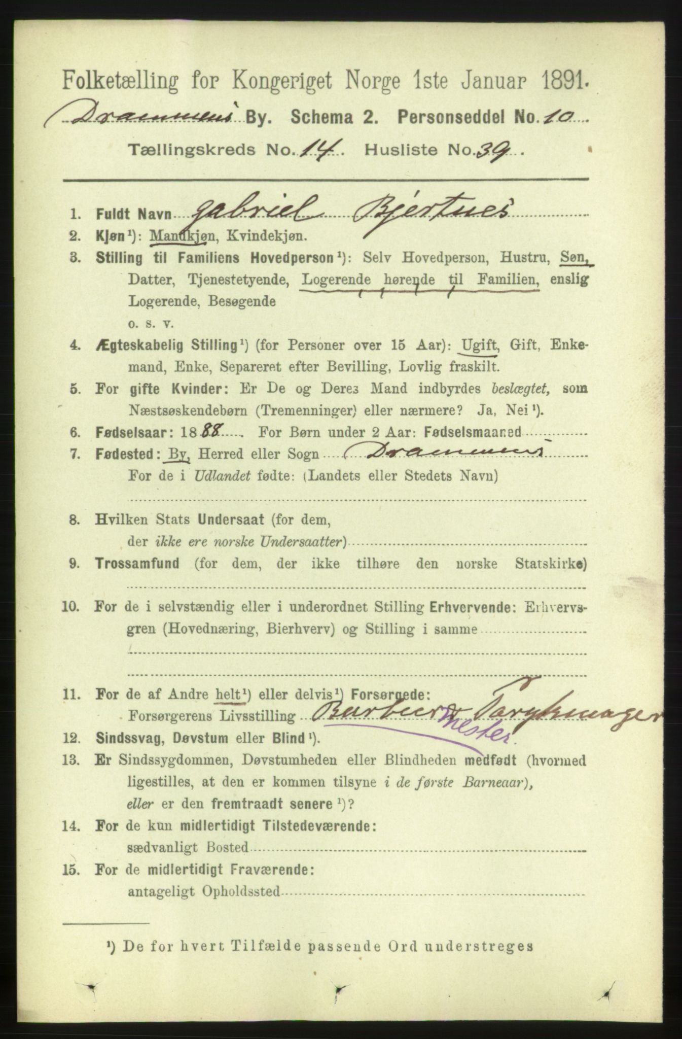 RA, 1891 census for 0602 Drammen, 1891, p. 10478