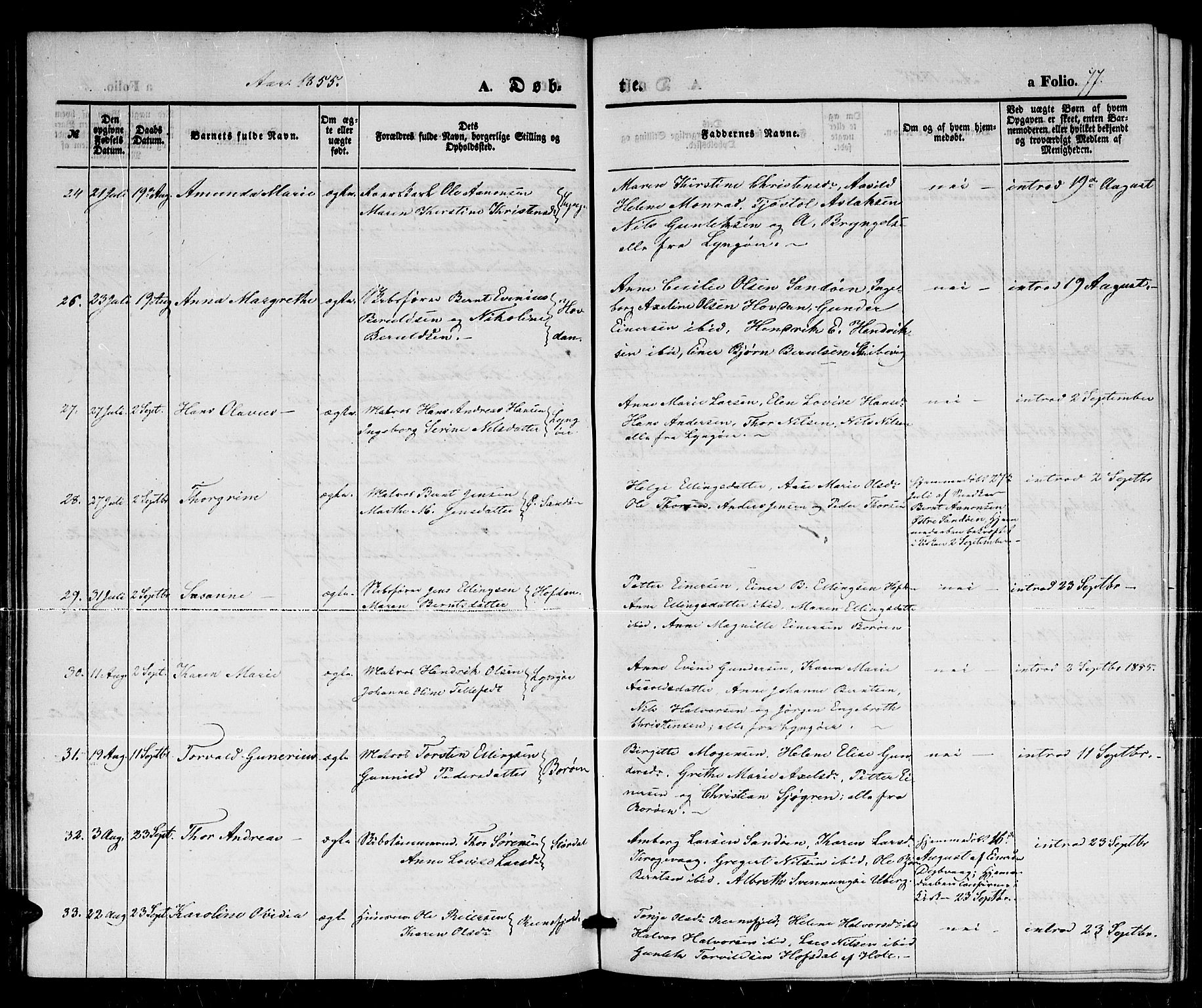 Dypvåg sokneprestkontor, AV/SAK-1111-0007/F/Fb/Fba/L0010: Parish register (copy) no. B 10, 1842-1857, p. 77