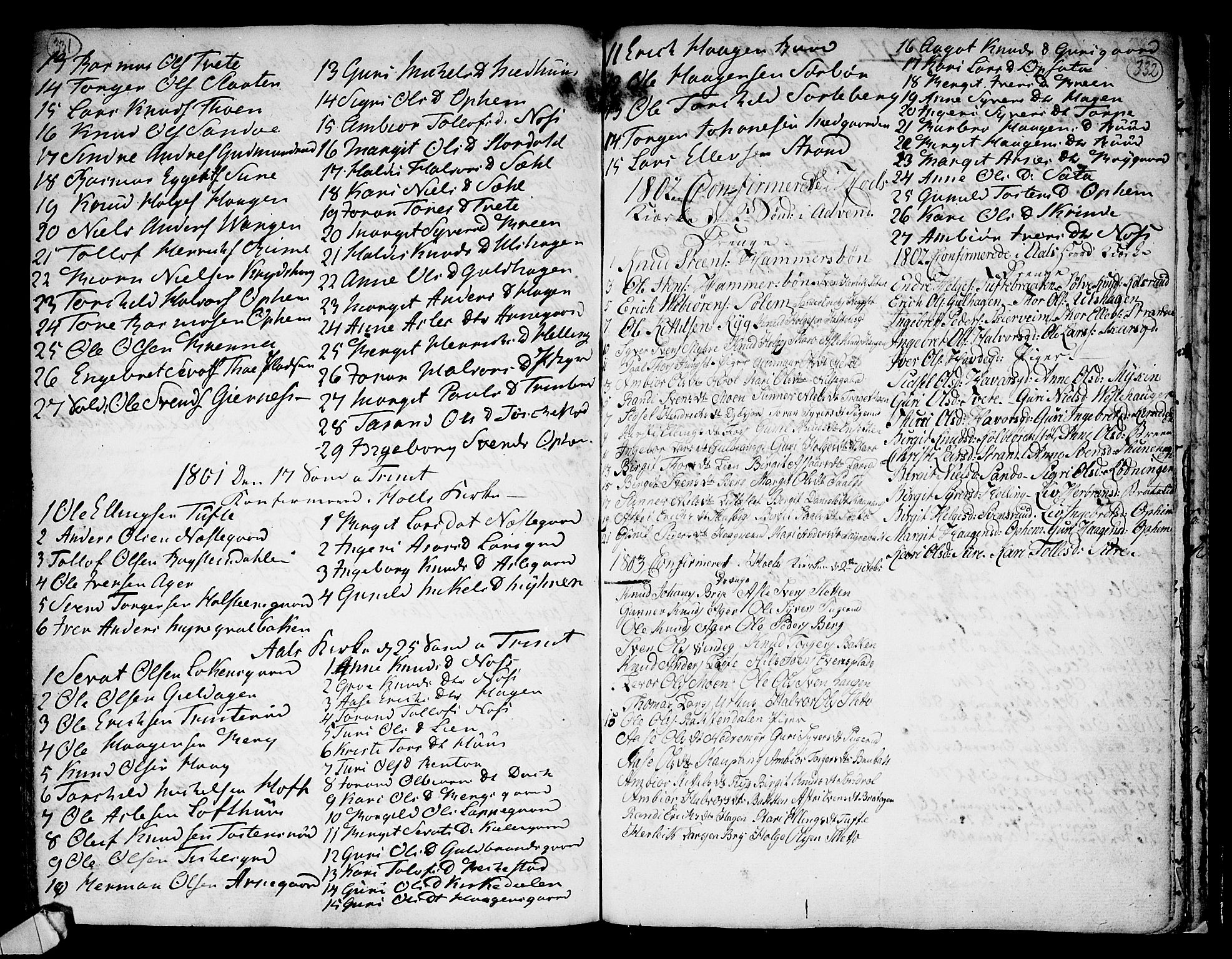 Ål kirkebøker, AV/SAKO-A-249/F/Fa/L0002: Parish register (official) no. I 2, 1771-1806, p. 331-332