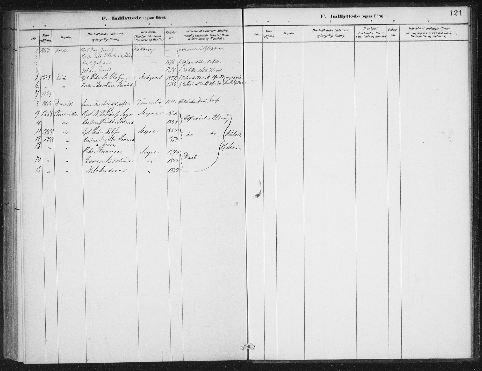 Selje sokneprestembete, SAB/A-99938/H/Ha/Haa/Haac/L0001: Parish register (official) no. C  1, 1881-1888, p. 121