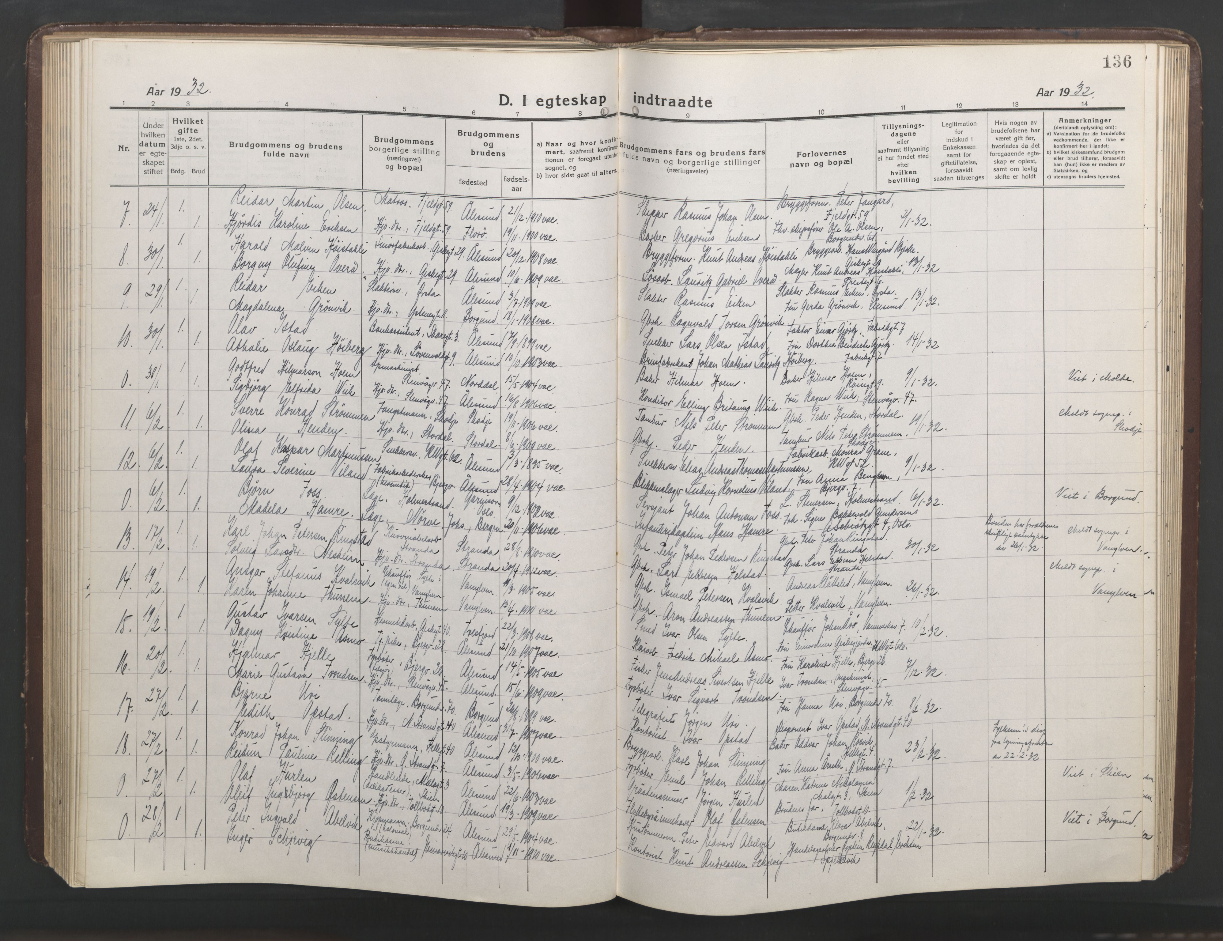 Ministerialprotokoller, klokkerbøker og fødselsregistre - Møre og Romsdal, AV/SAT-A-1454/529/L0473: Parish register (copy) no. 529C10, 1918-1941, p. 136