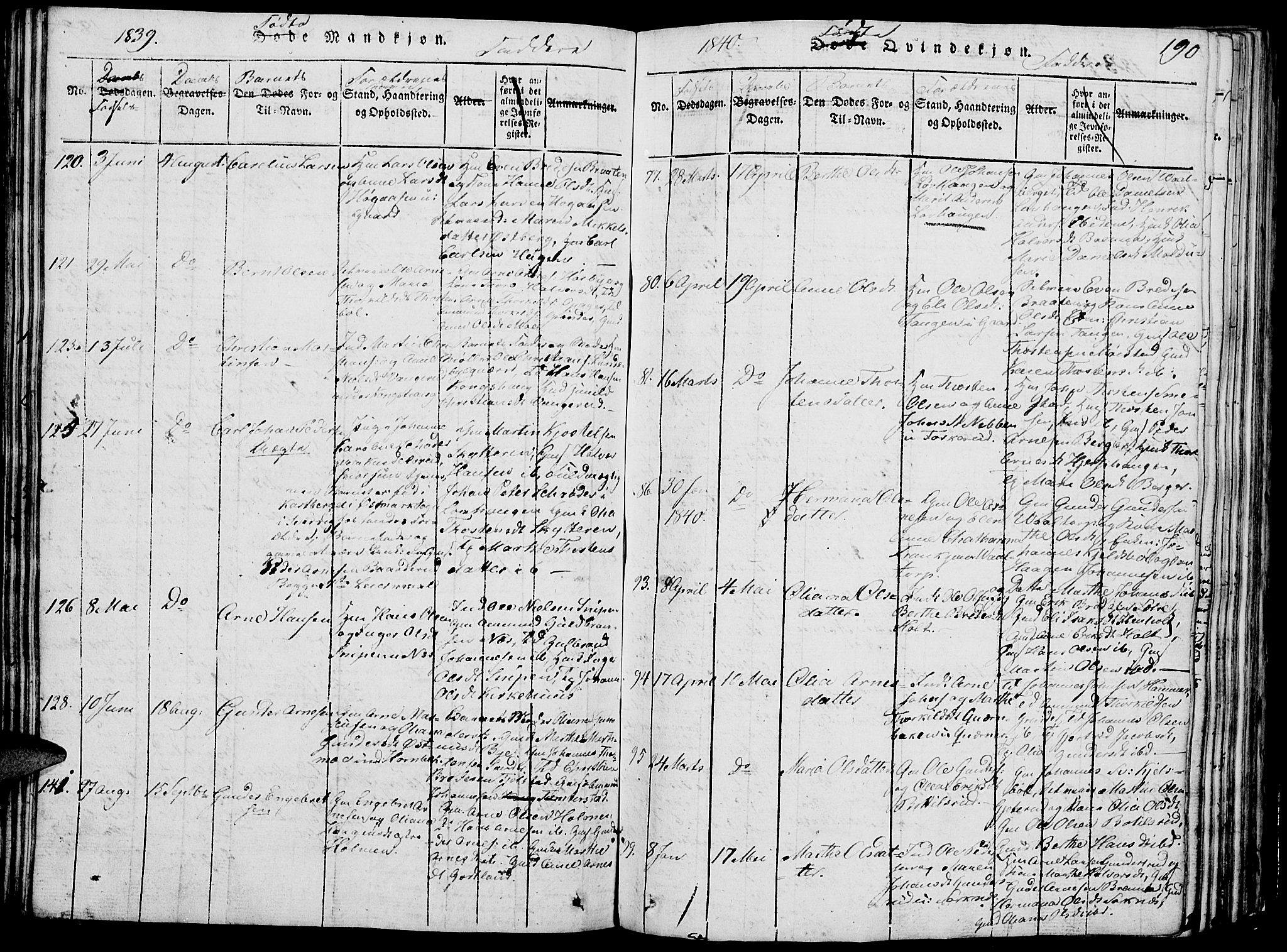 Grue prestekontor, AV/SAH-PREST-036/H/Ha/Hab/L0002: Parish register (copy) no. 2, 1815-1841, p. 190