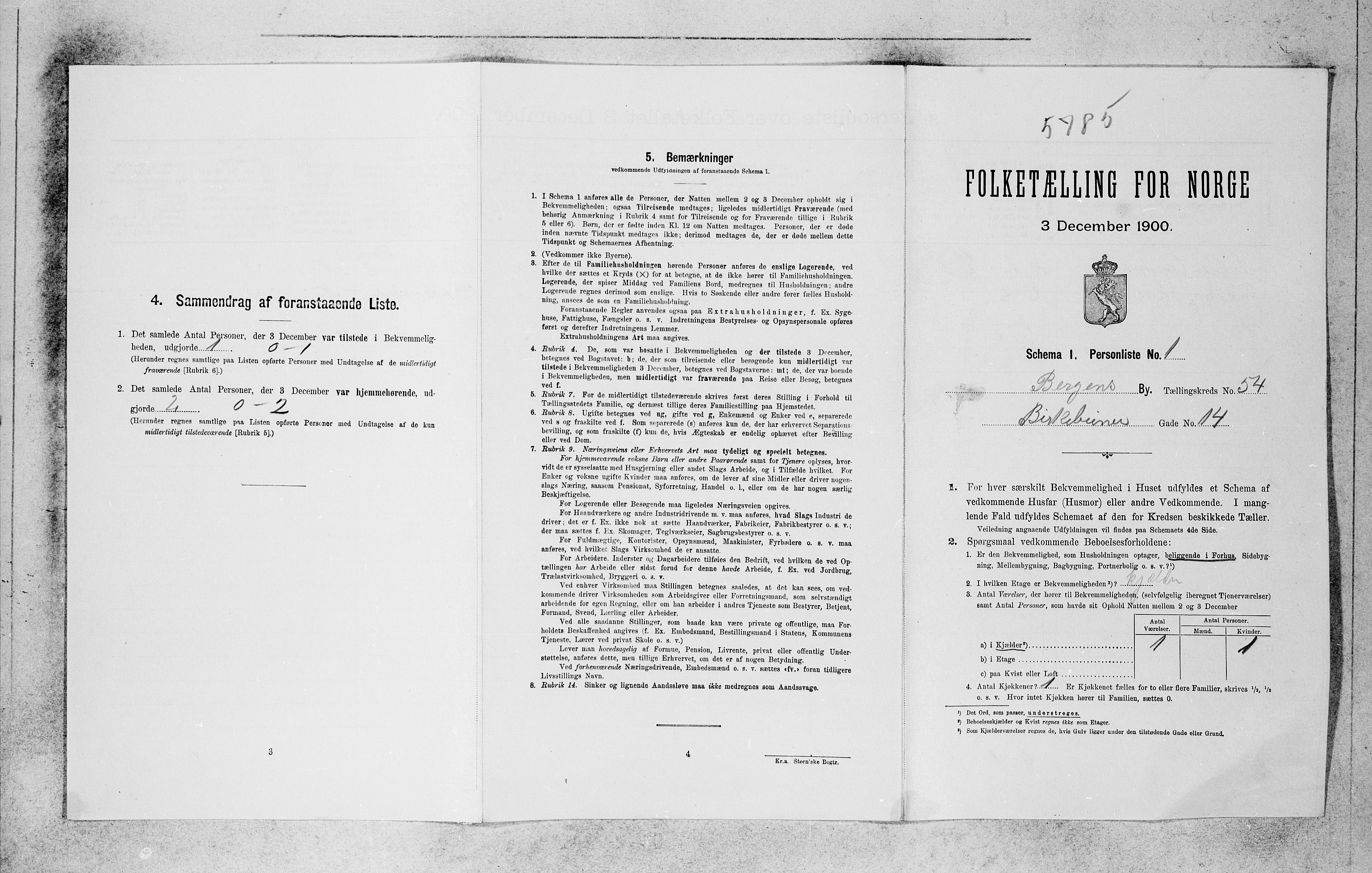 SAB, 1900 census for Bergen, 1900, p. 11084