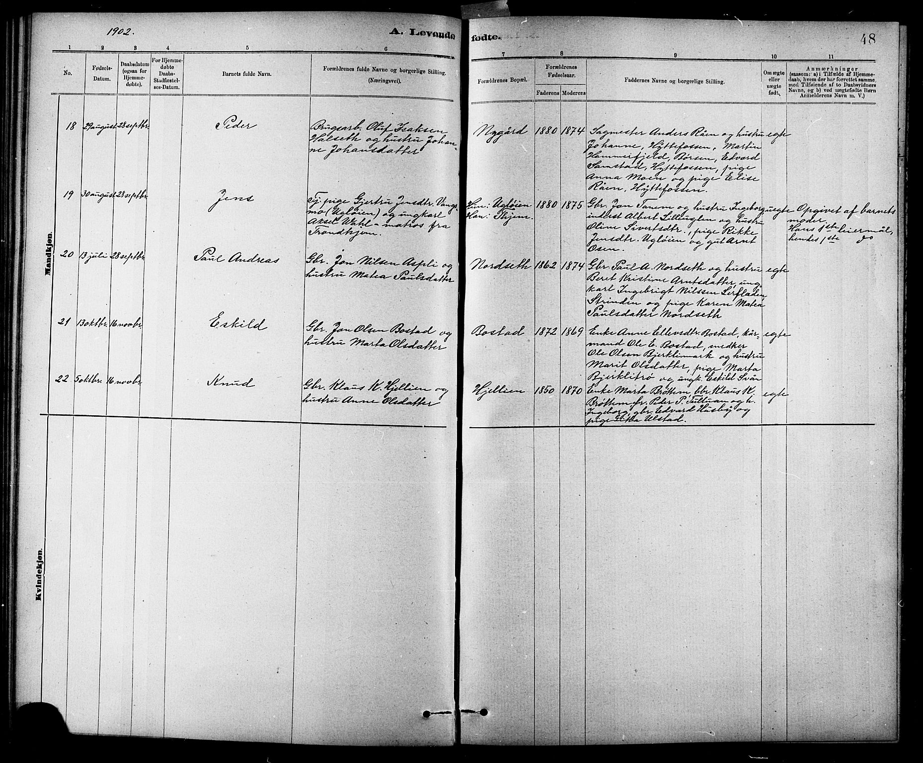 Ministerialprotokoller, klokkerbøker og fødselsregistre - Sør-Trøndelag, AV/SAT-A-1456/618/L0452: Parish register (copy) no. 618C03, 1884-1906, p. 48