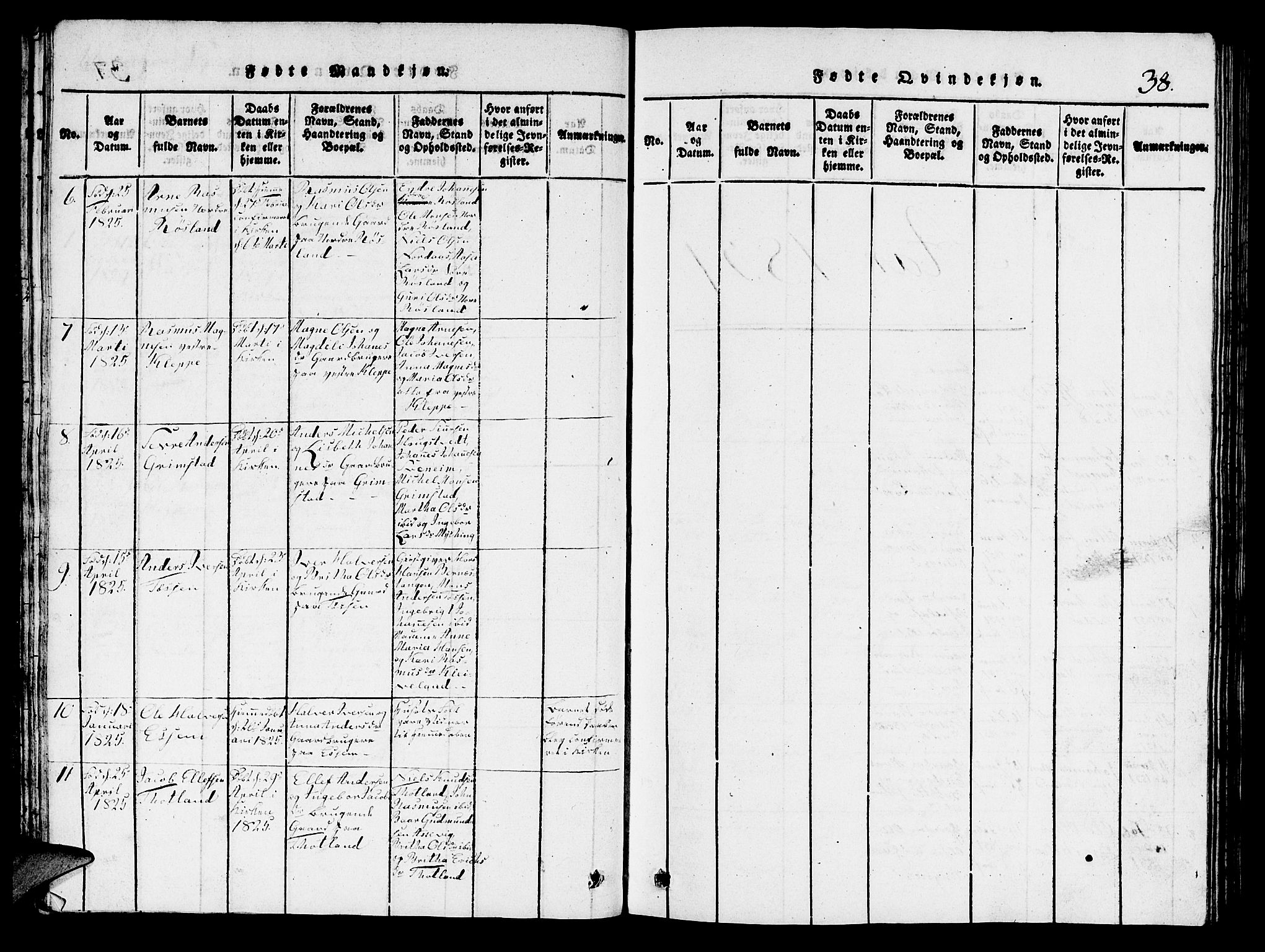 Hosanger sokneprestembete, AV/SAB-A-75801/H/Hab: Parish register (copy) no. A 1 /1, 1816-1856, p. 38