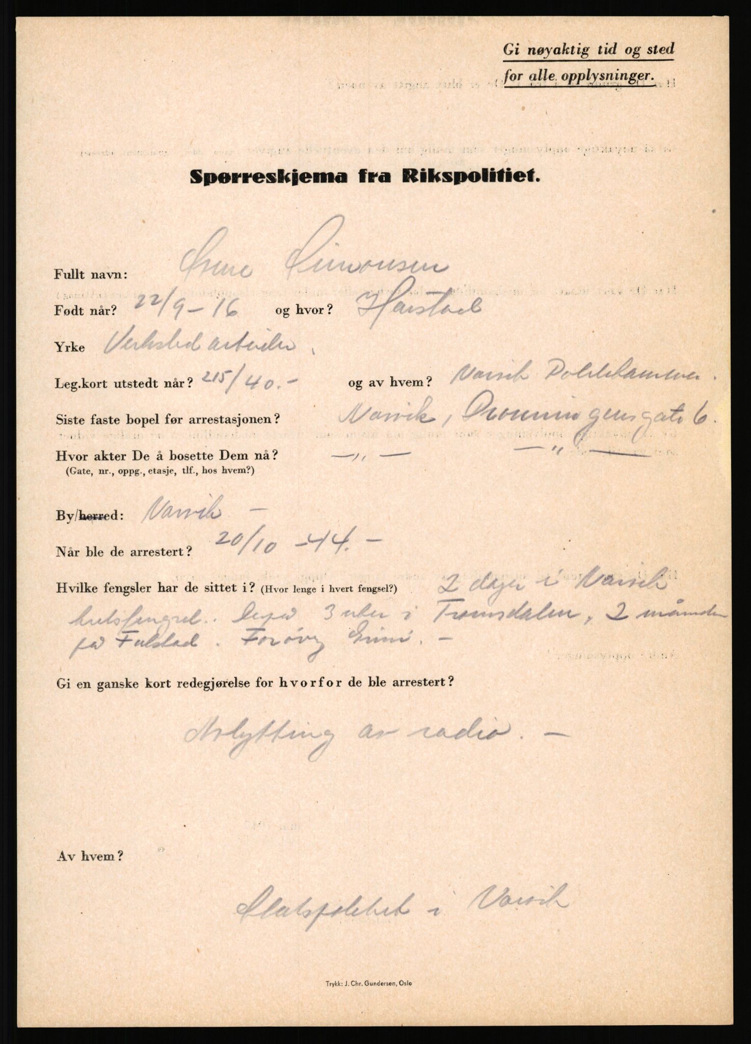 Rikspolitisjefen, AV/RA-S-1560/L/L0015: Scharff, Carlo Max - Stephensen, Gudrun, 1940-1945, p. 172