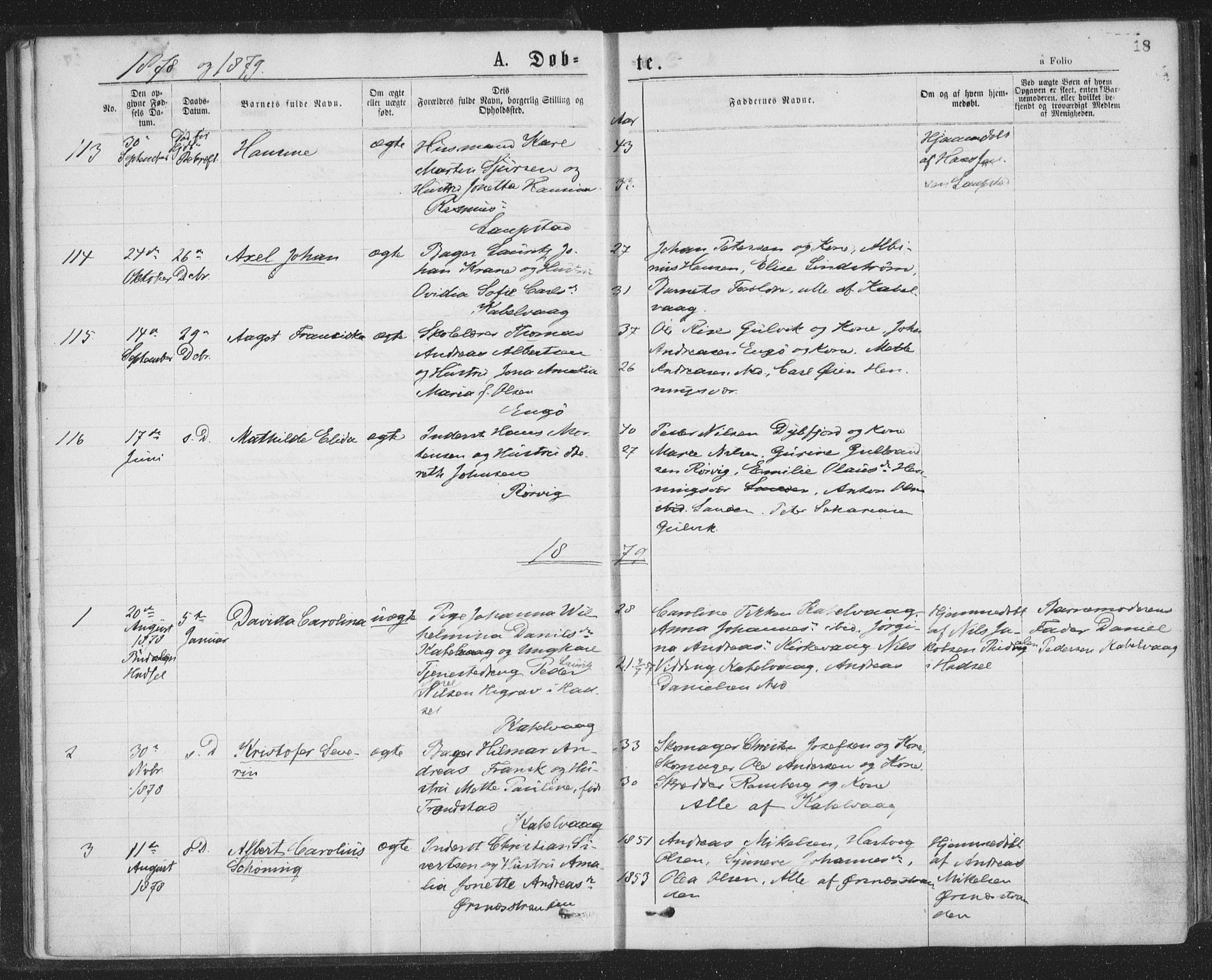 Ministerialprotokoller, klokkerbøker og fødselsregistre - Nordland, SAT/A-1459/874/L1058: Parish register (official) no. 874A02, 1878-1883, p. 18